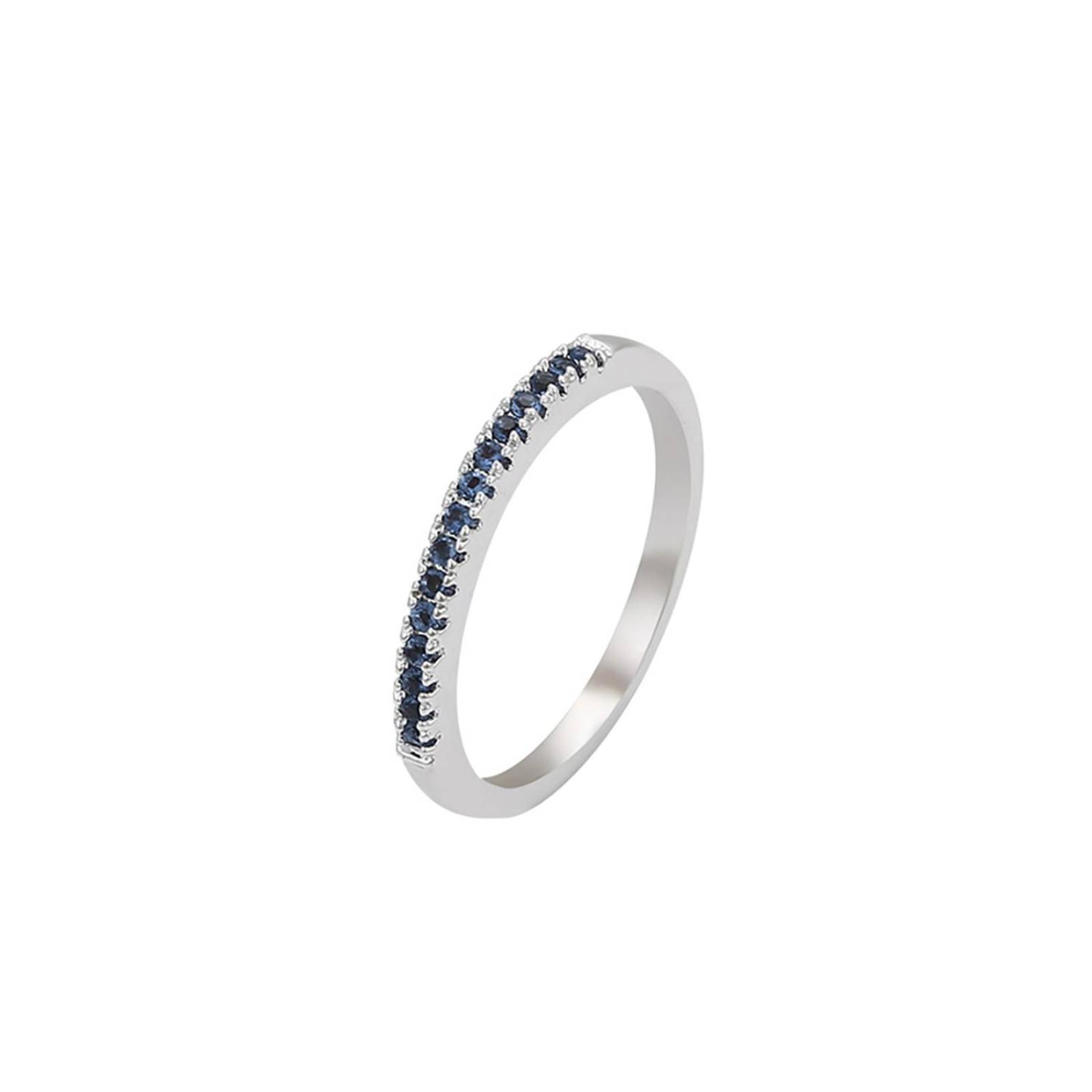 CRISTAL AMOR - Elegante Anillo Churumbela Zafiros Oro Blanco 14K Laminado 6 Talla