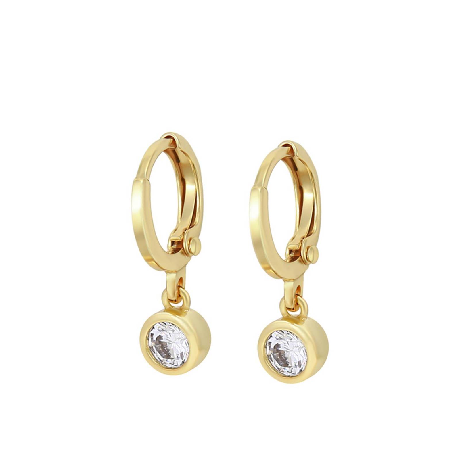 CRISTAL AMOR - Aretes Arracadas Cristal Colgante Para Dama Oro 14K Laminado .