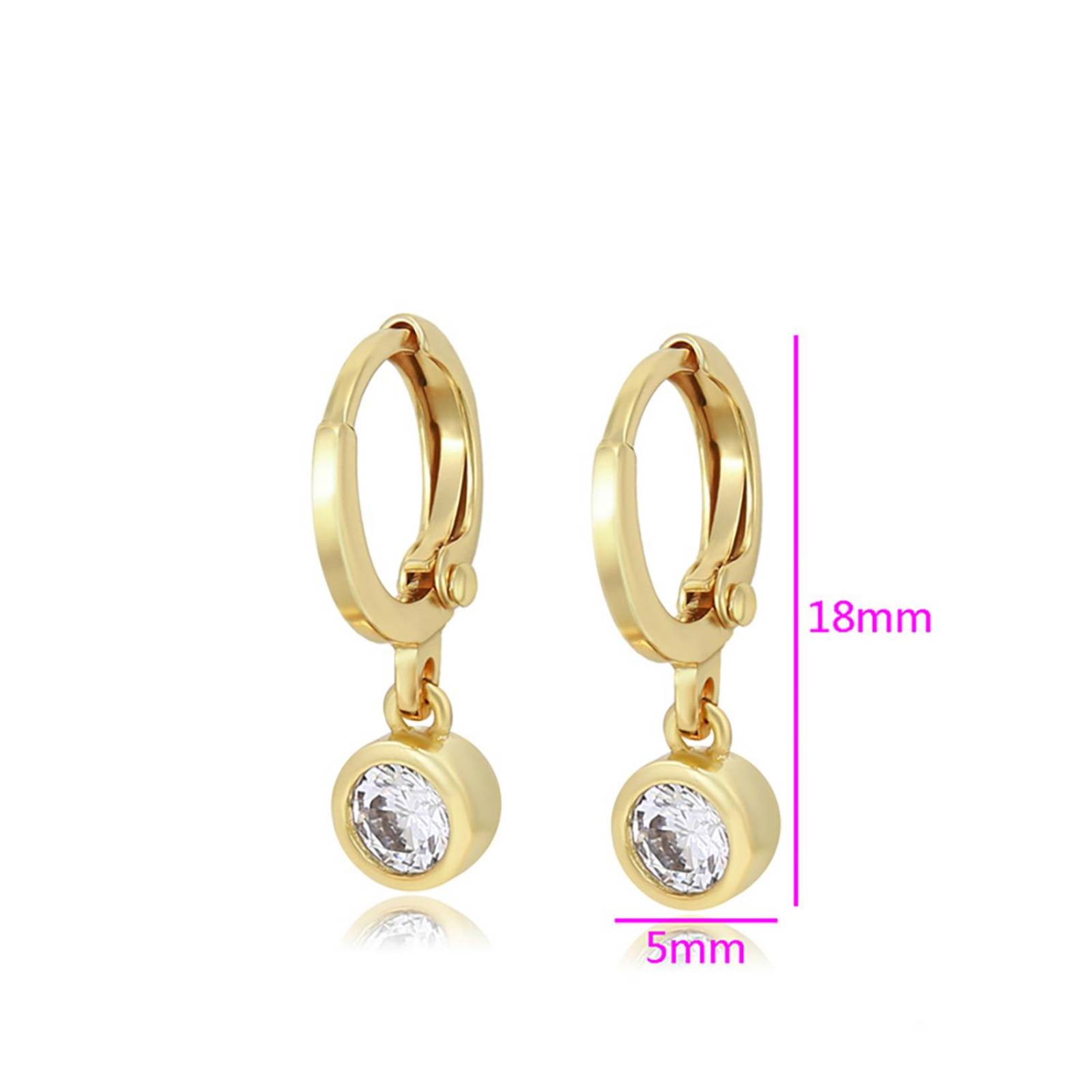CRISTAL AMOR - Aretes Arracadas Cristal Colgante Para Dama Oro 14K Laminado .