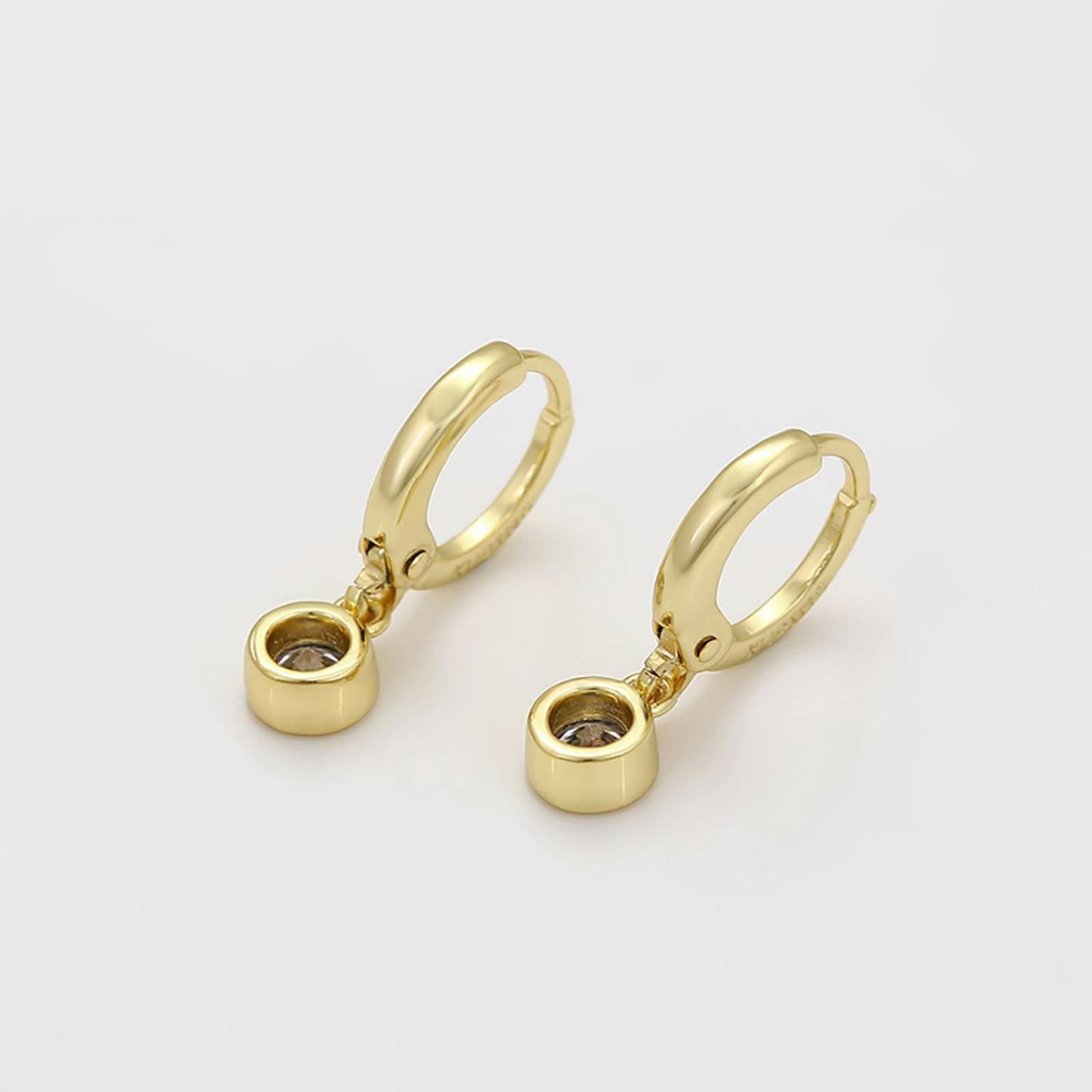 CRISTAL AMOR - Aretes Arracadas Cristal Colgante Para Dama Oro 14K Laminado .