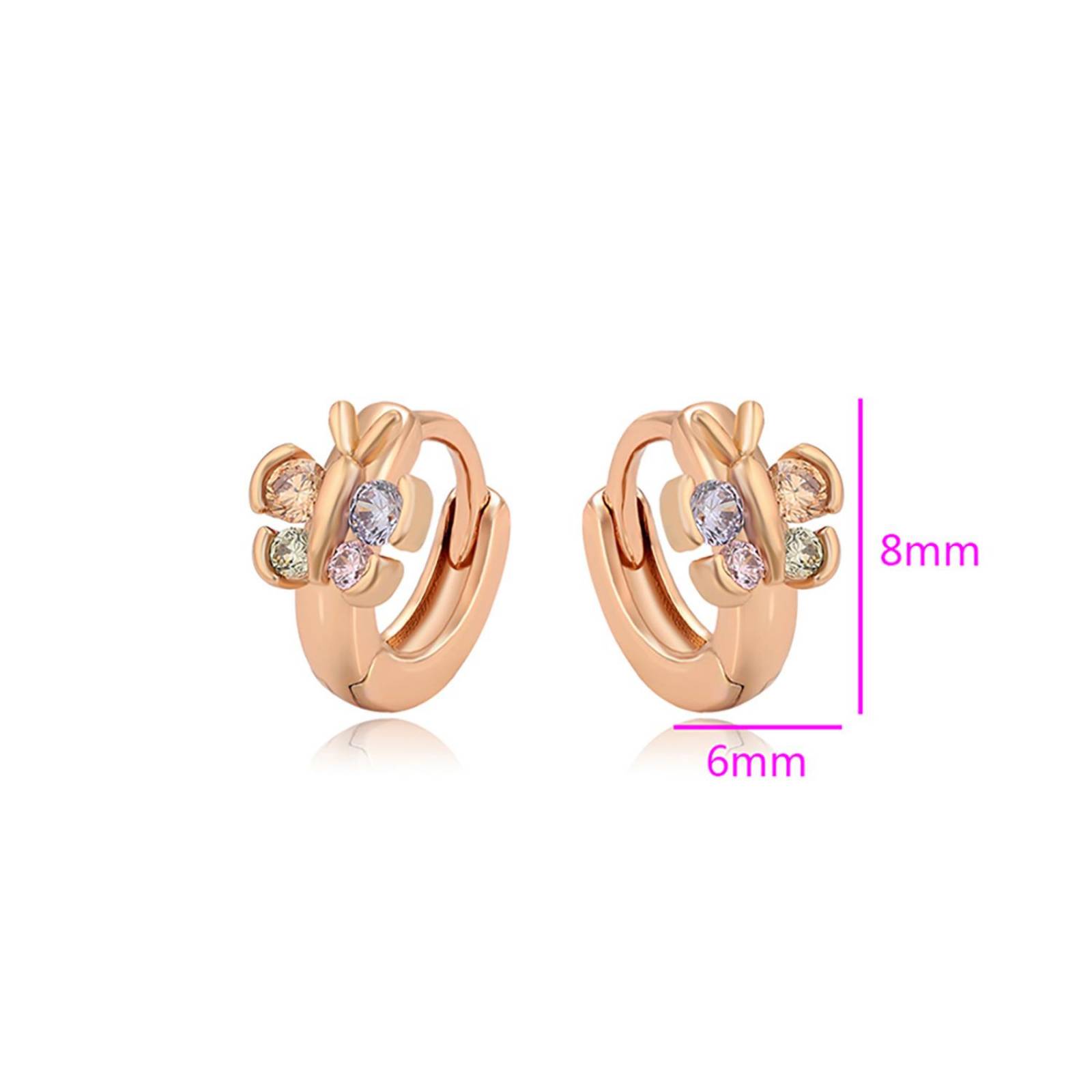 CRISTAL AMOR - Finas Arracadas Huggies Para Niña Mariposa Oro 14k Laminado 