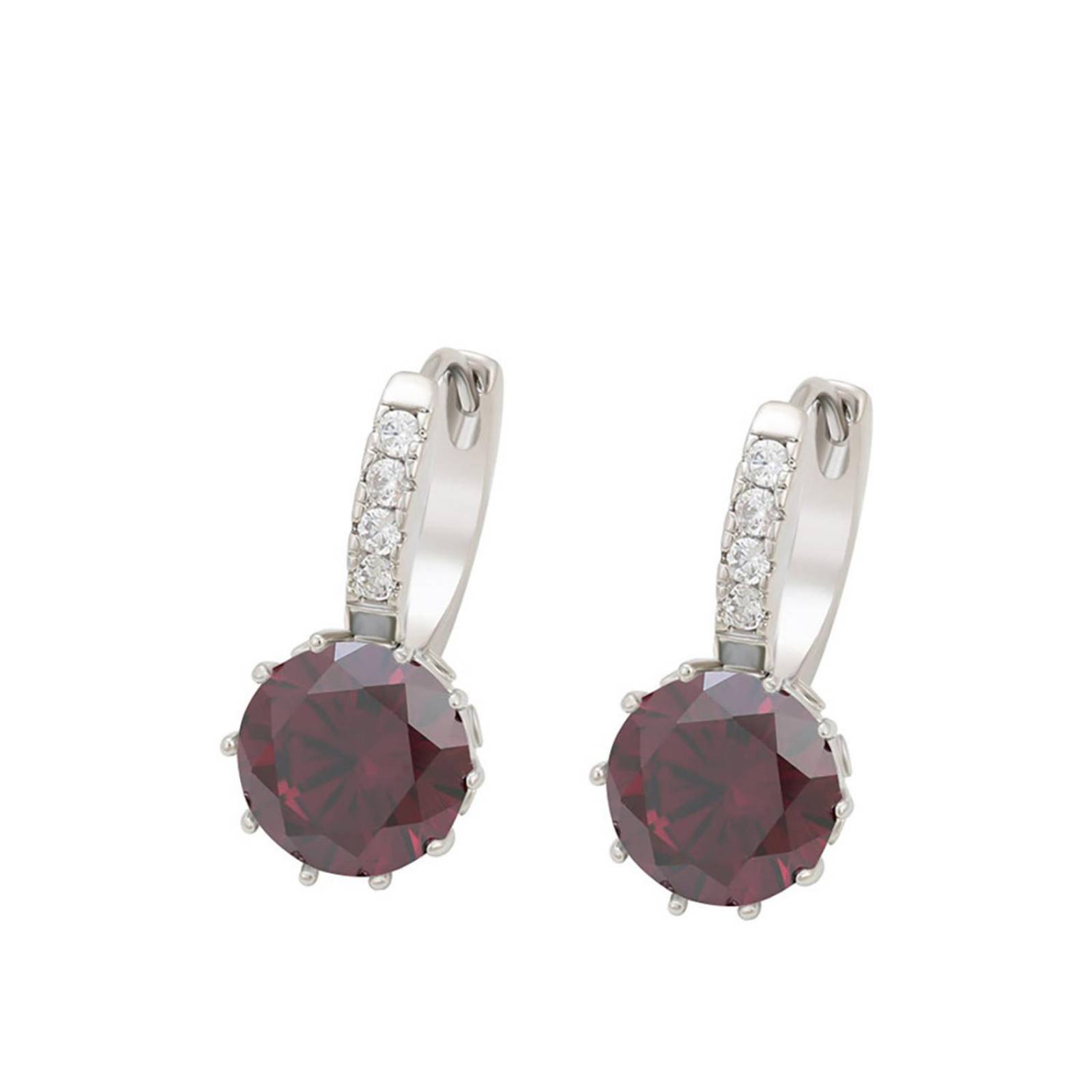 CRISTAL AMOR - Aretes Arracadas Oro 14k Laminado Brillante Cristal  Rojo