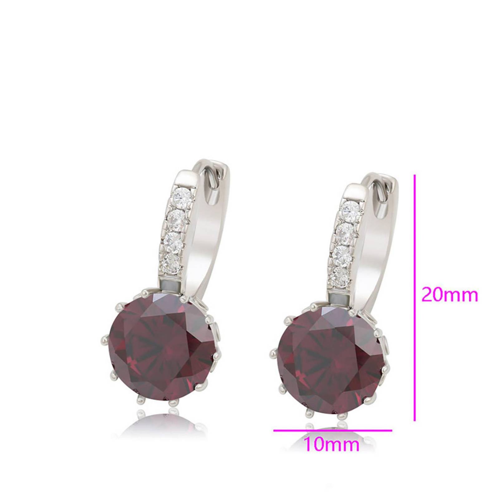 CRISTAL AMOR - Aretes Arracadas Oro 14k Laminado Brillante Cristal  Rojo