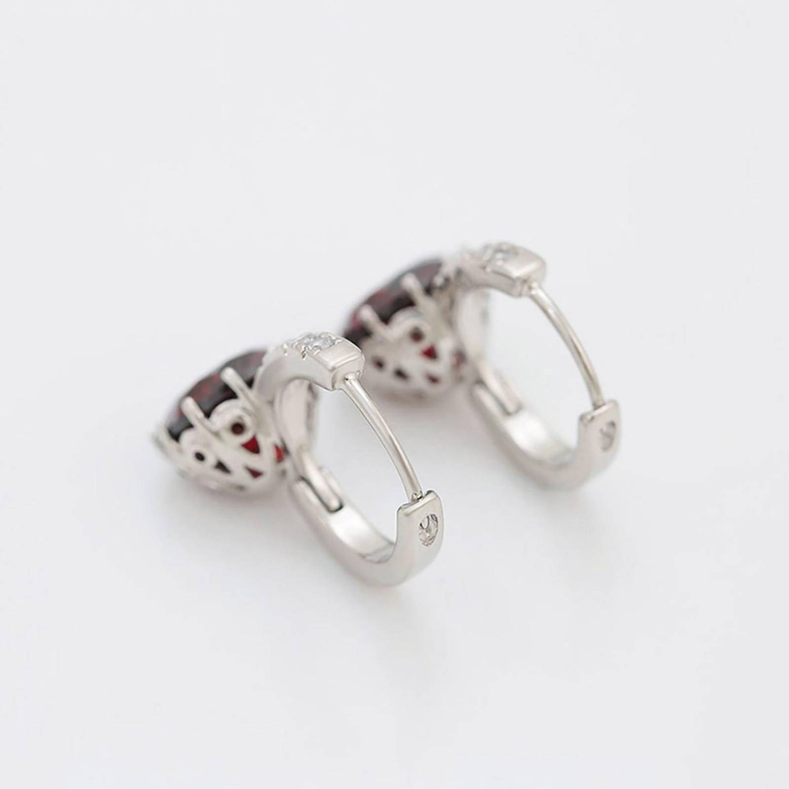 CRISTAL AMOR - Aretes Arracadas Oro 14k Laminado Brillante Cristal  Rojo