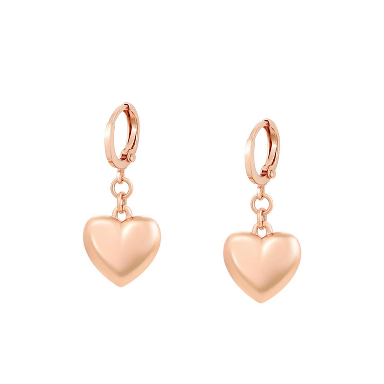 CRISTAL AMOR - Hermosos Aretes Corazón Colgante Para Dama Oro Rosa 14k Laminado