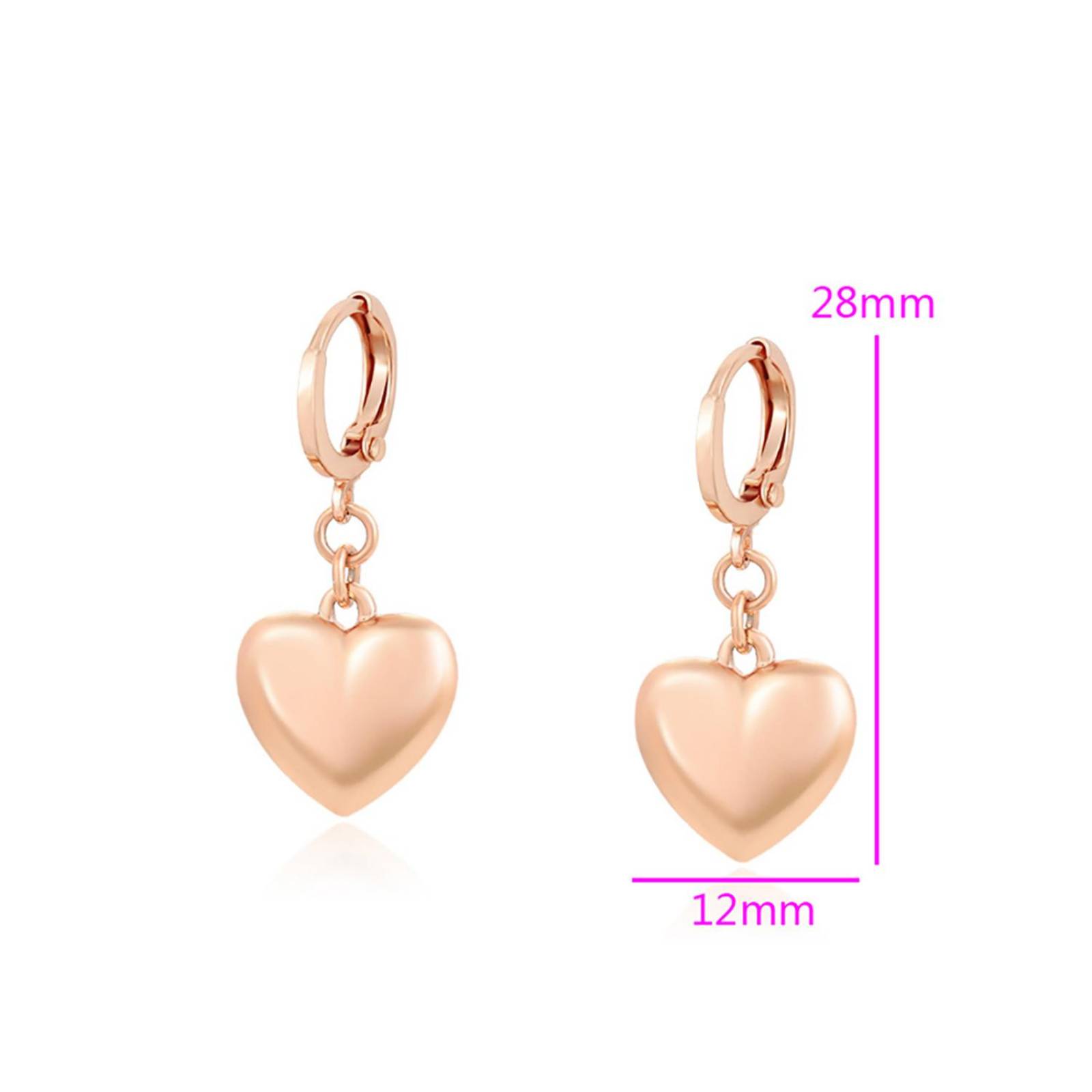 CRISTAL AMOR - Hermosos Aretes Corazón Colgante Para Dama Oro Rosa 14k Laminado