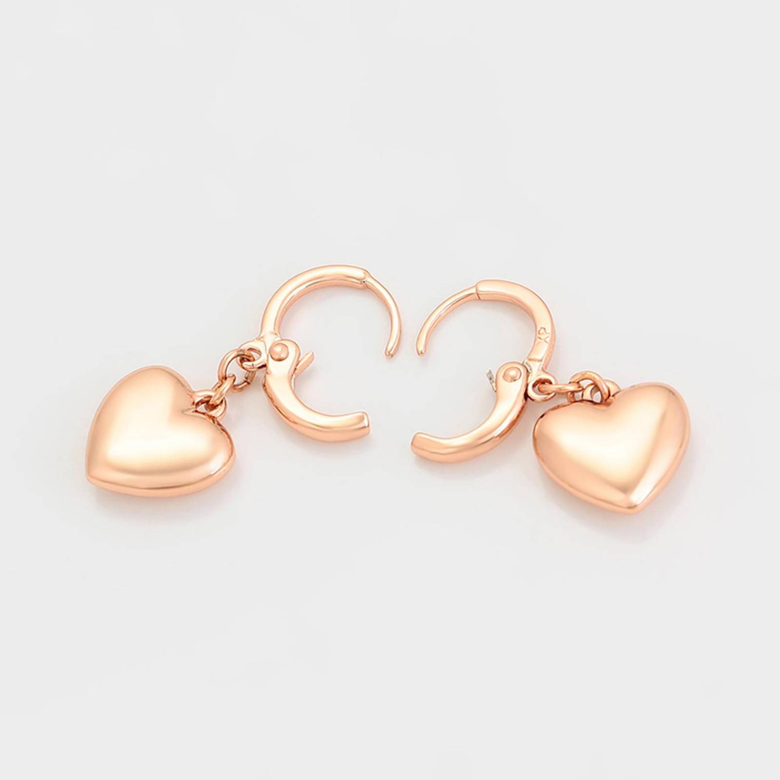 CRISTAL AMOR - Hermosos Aretes Corazón Colgante Para Dama Oro Rosa 14k Laminado