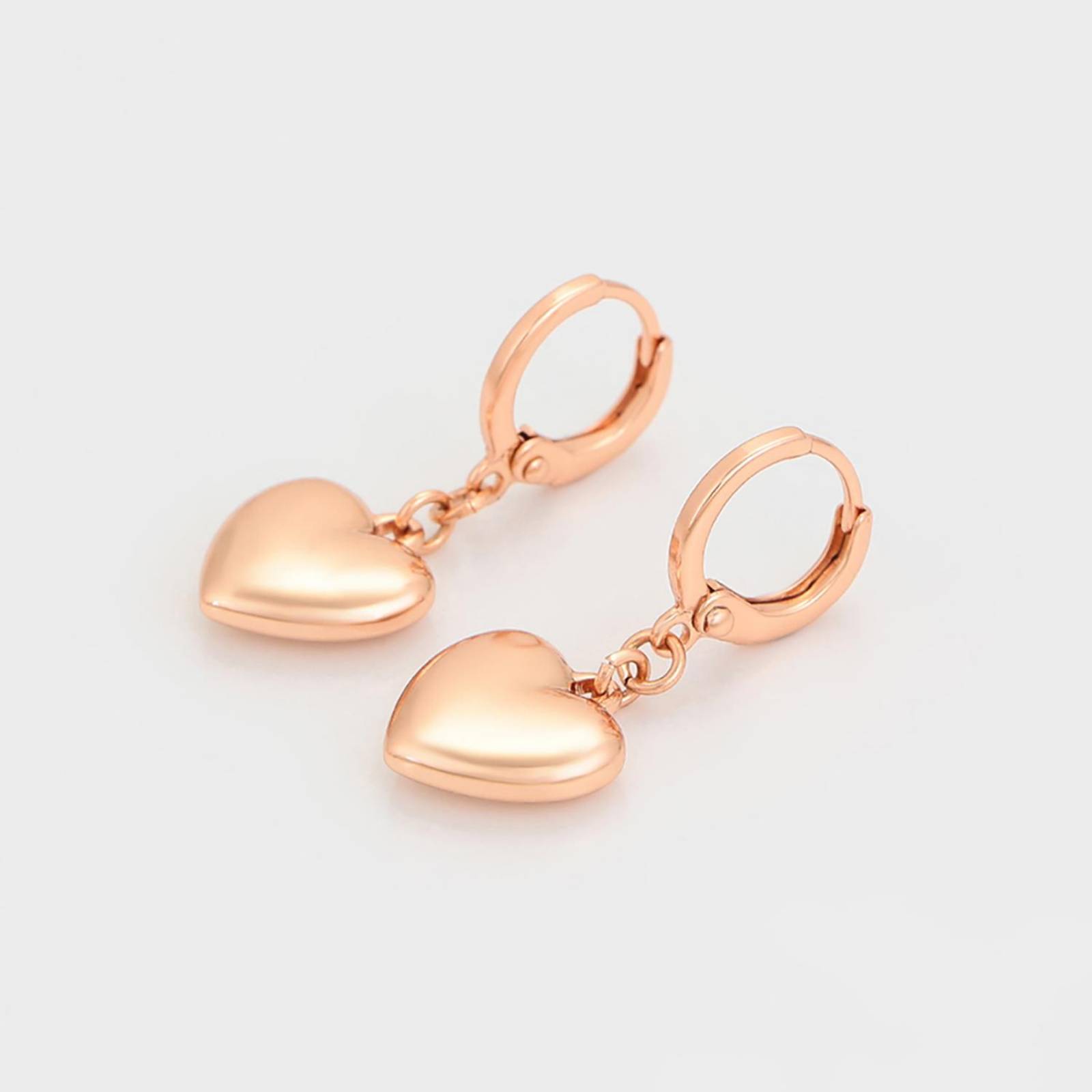 CRISTAL AMOR - Hermosos Aretes Corazón Colgante Para Dama Oro Rosa 14k Laminado