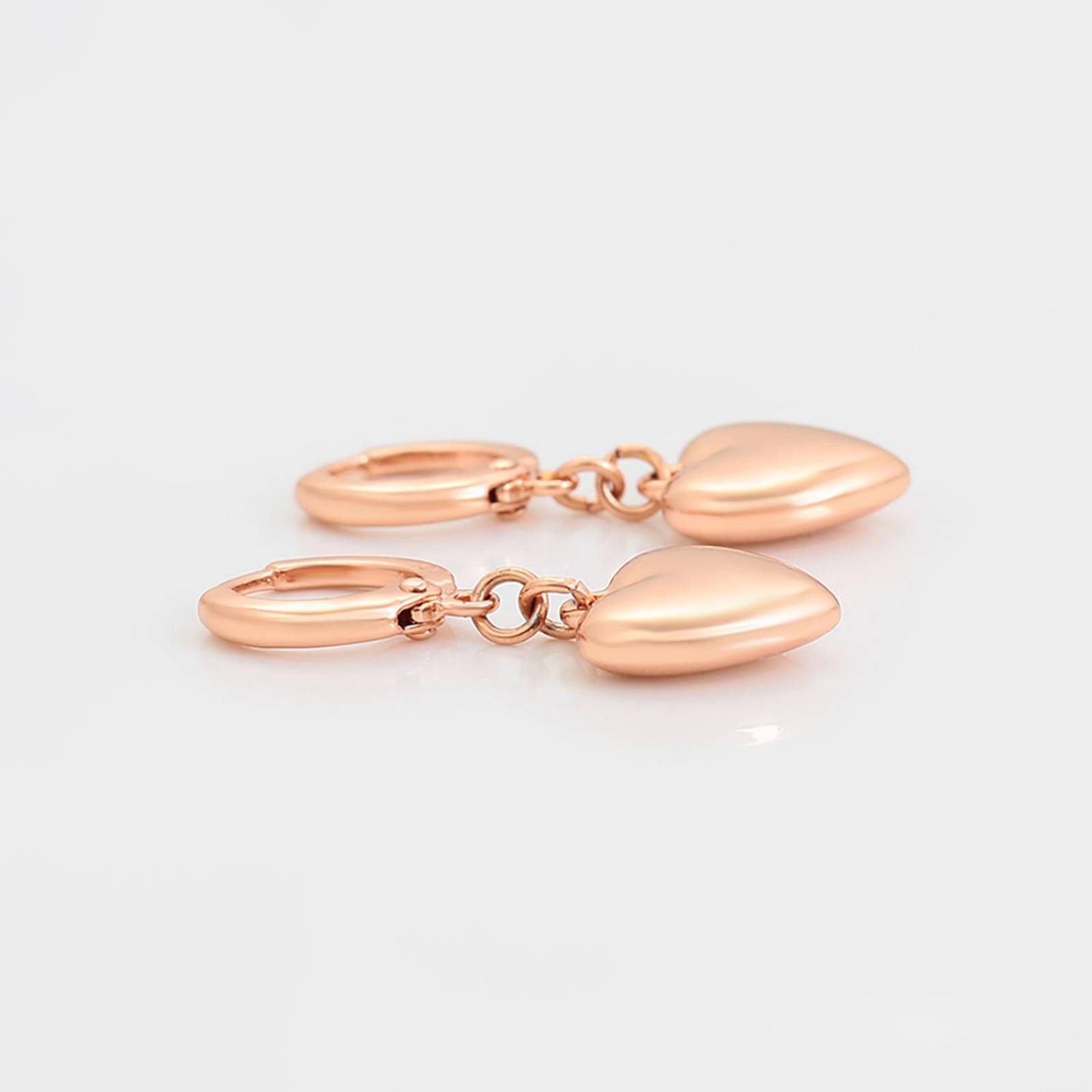 CRISTAL AMOR - Hermosos Aretes Corazón Colgante Para Dama Oro Rosa 14k Laminado
