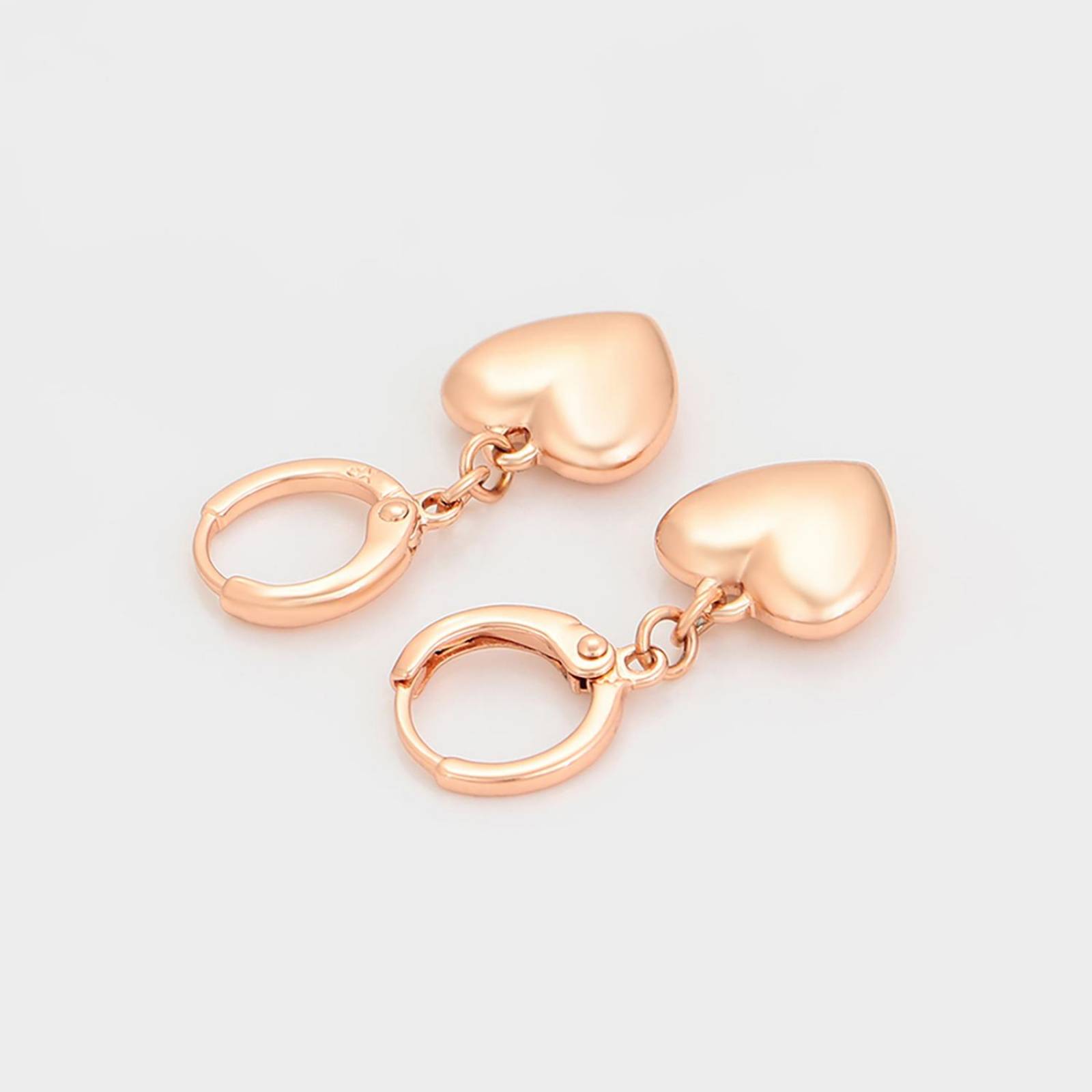 CRISTAL AMOR - Hermosos Aretes Corazón Colgante Para Dama Oro Rosa 14k Laminado