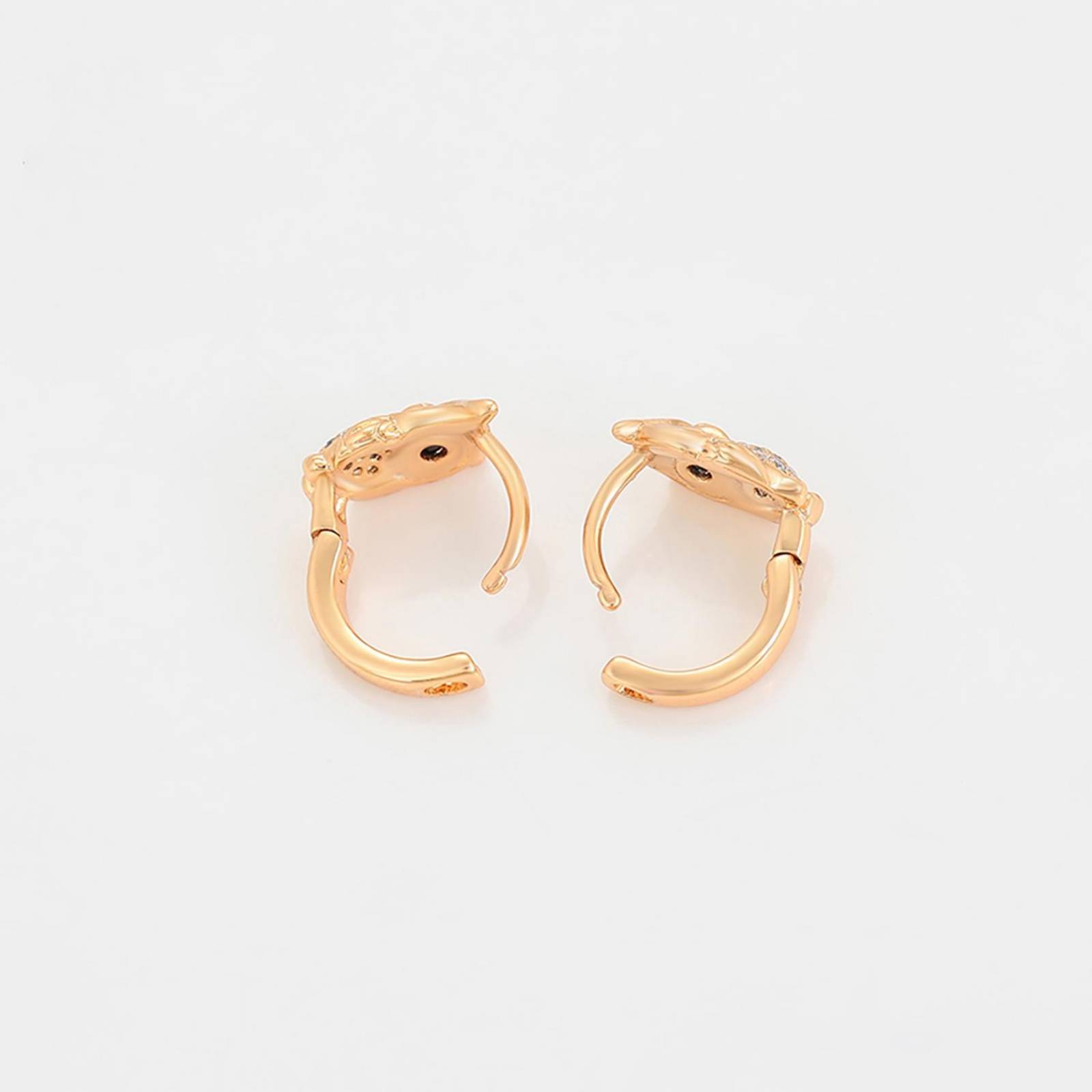 CRISTAL AMOR - Arracadas Búho Cristales y Onix P/ Niña o Adulto Oro 14K Laminado Dorado