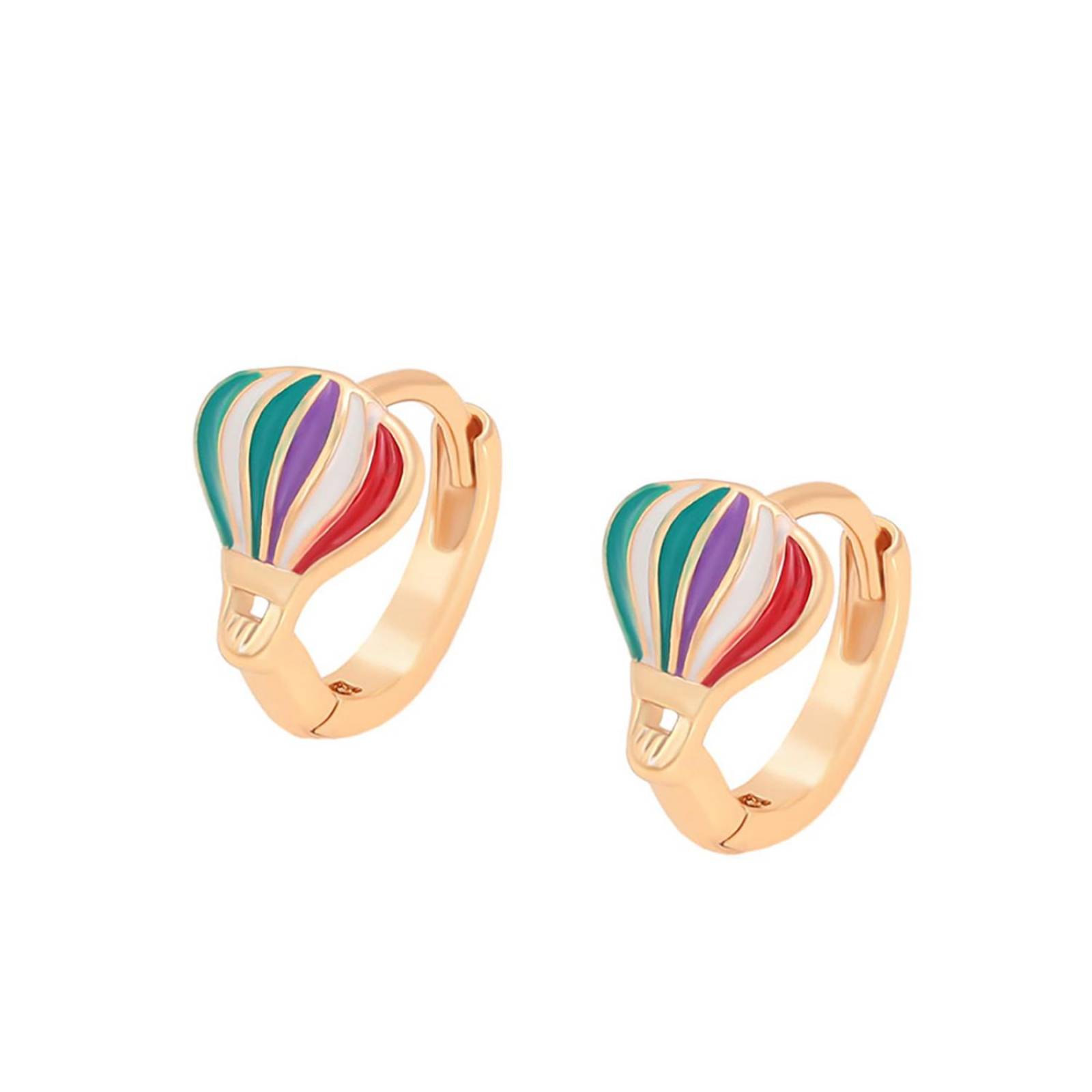 CRISTAL AMOR - Arracadas Chicas Niña / Adulto Globo Aerostatico Oro 18K Laminado Dorado