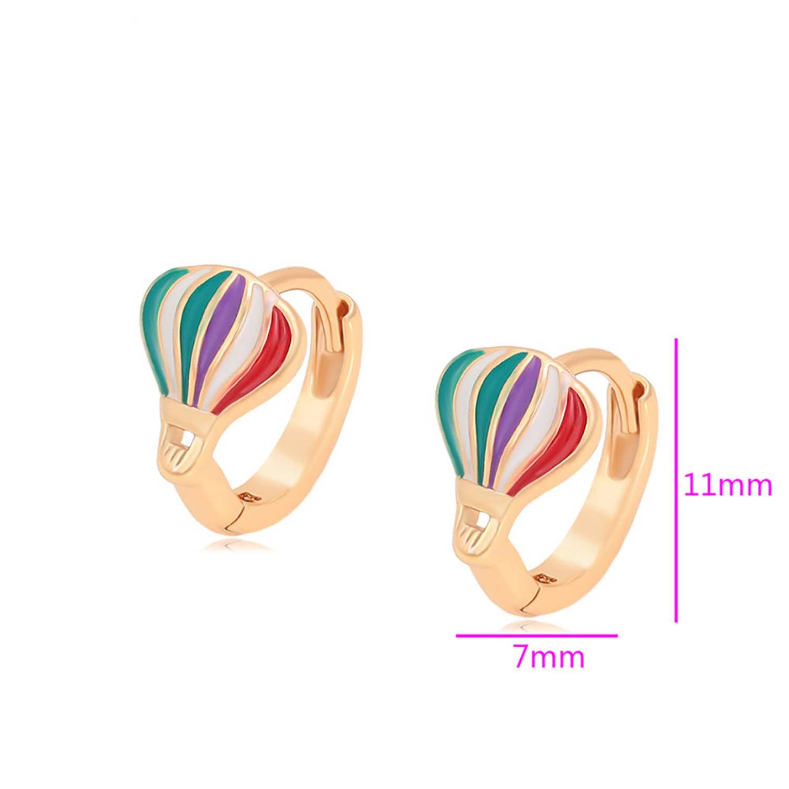 CRISTAL AMOR - Arracadas Chicas Niña / Adulto Globo Aerostatico Oro 18K Laminado Dorado