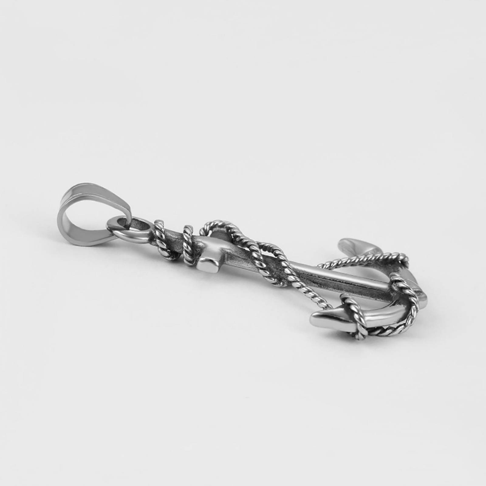 CRISTAL AMOR - Collar Dije Ancla Marinero para Hombre Oro Blanco 14K Laminado 