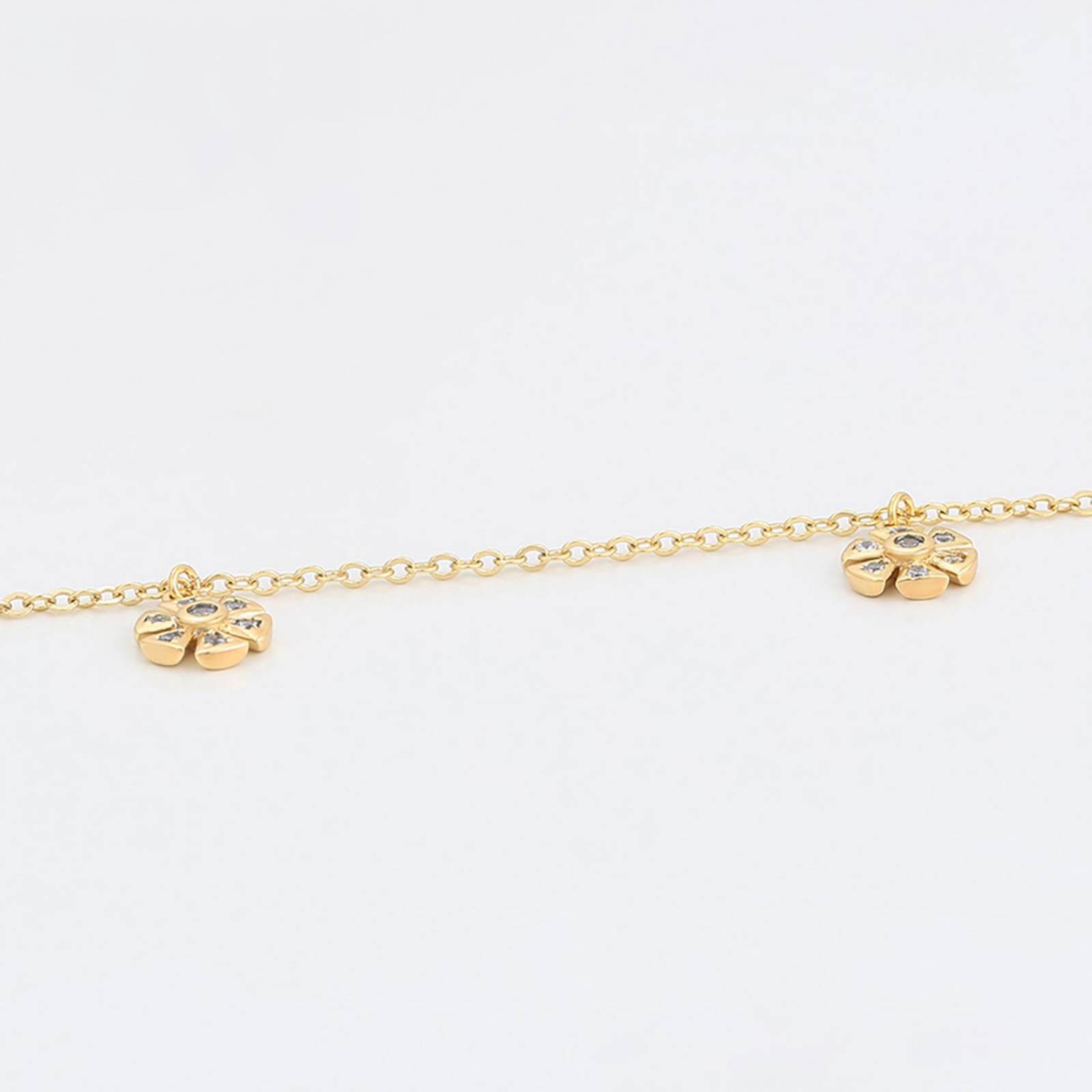 CRISTAL AMOR - Hermosa Pulsera Dijes Flor Cristales Para Dama Oro 14K Laminado Dorado