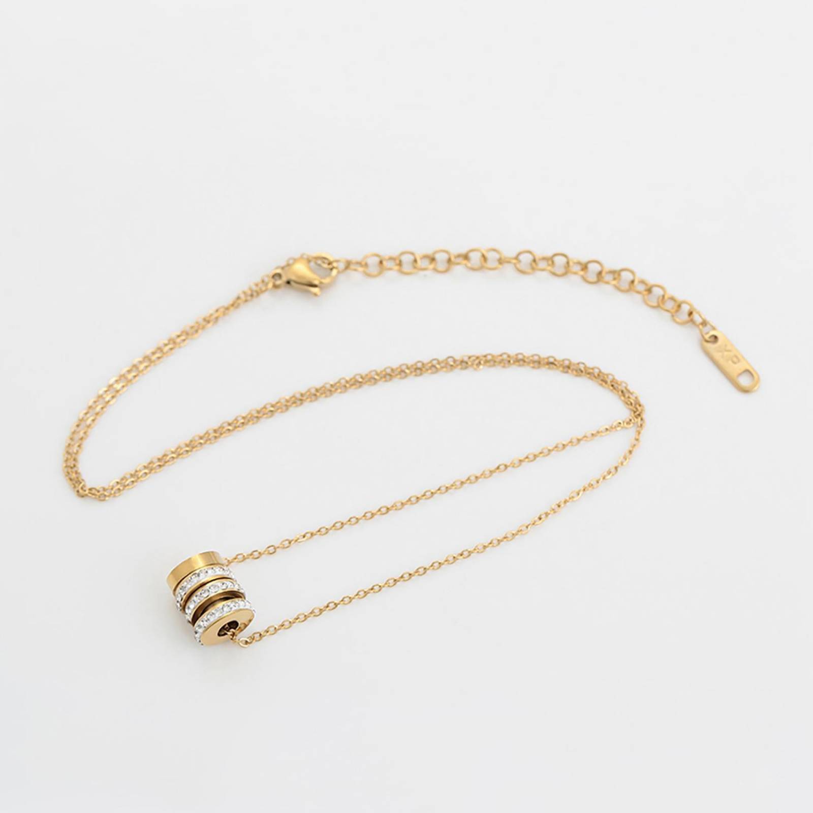 CRISTAL AMOR - Collar y Dije Resorte Barril Cristales Oro 14K Laminado Dorado