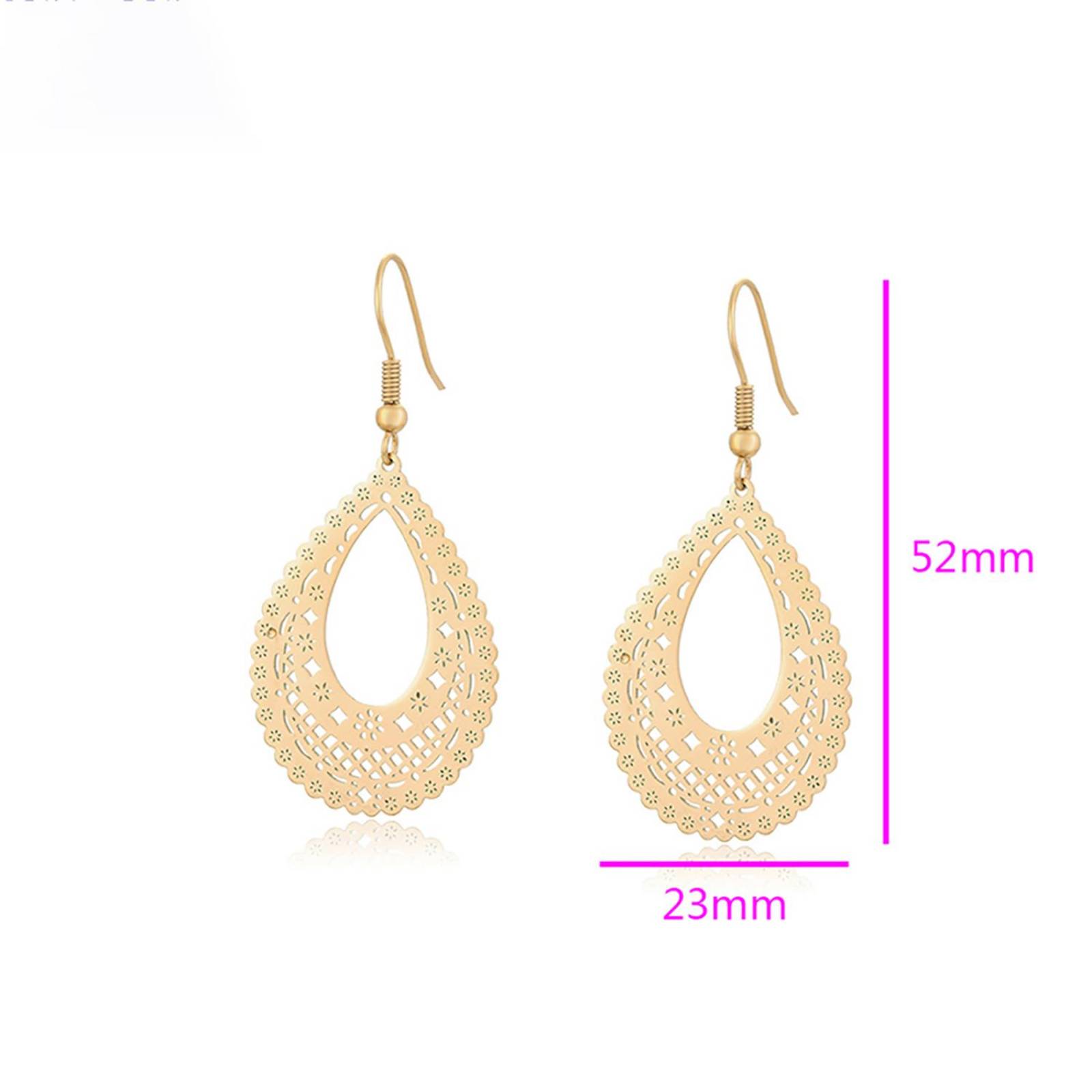 CRISTAL AMOR - Aretes Colgantes Para Dama Gota Filigrana Flores Oro 14K Laminado Dorado