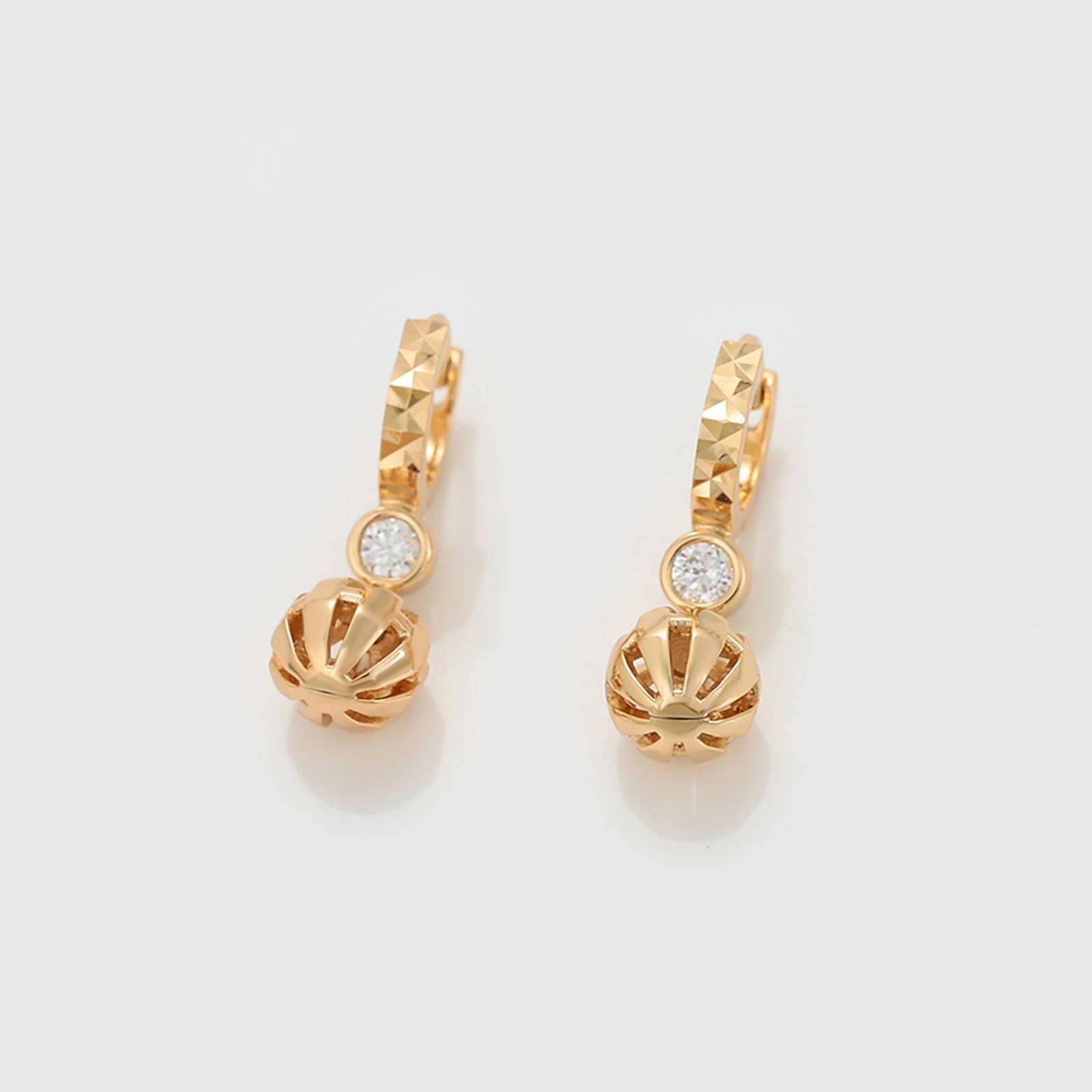 CRISTAL AMOR - Aretes Arracadas Dama Bolita Colgante Con Cristal Austriaco Oro 14K Laminado Dorado