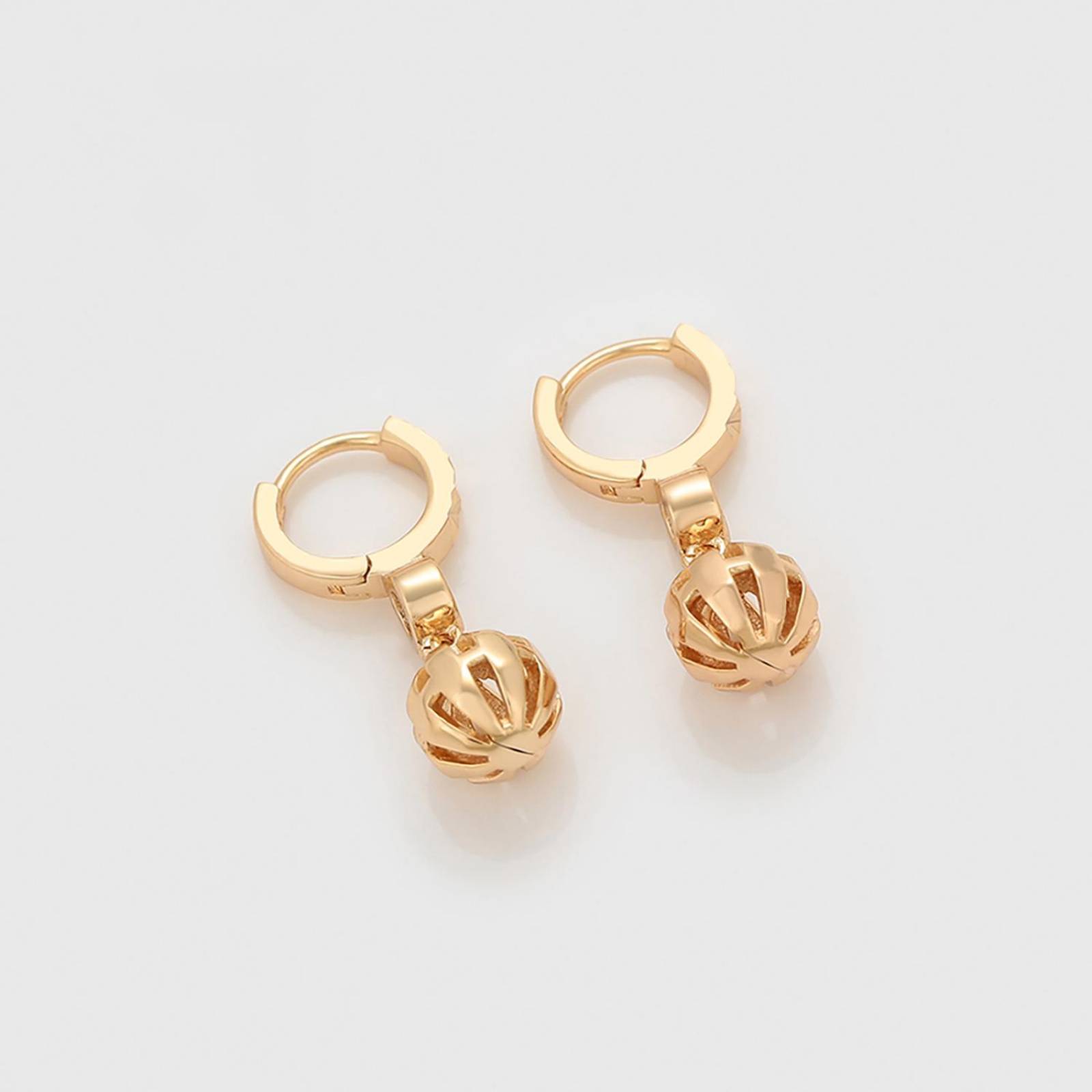 CRISTAL AMOR - Aretes Arracadas Dama Bolita Colgante Con Cristal Austriaco Oro 14K Laminado Dorado