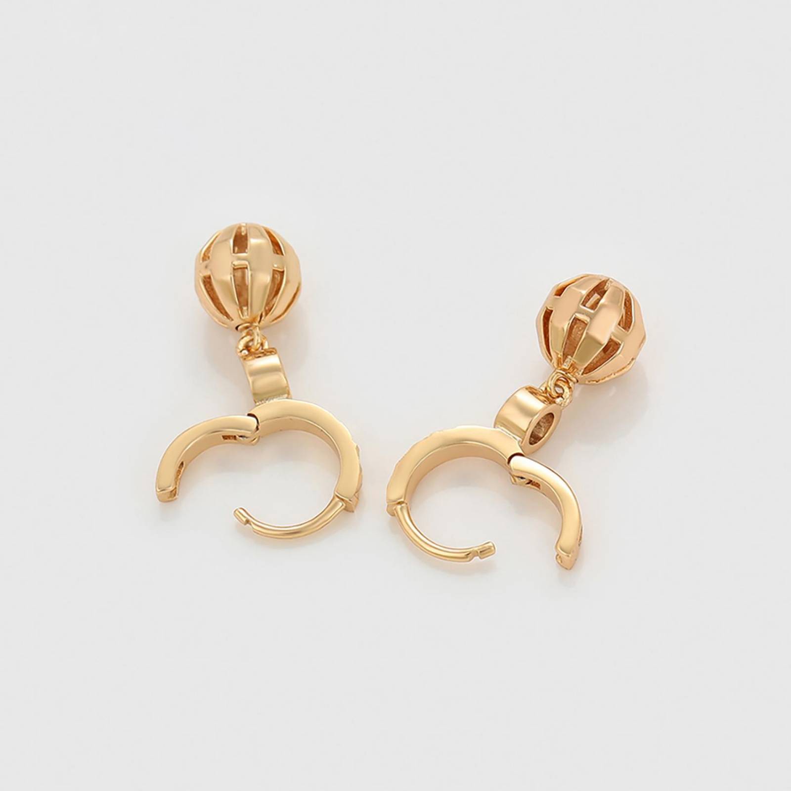 CRISTAL AMOR - Aretes Arracadas Dama Bolita Colgante Con Cristal Austriaco Oro 14K Laminado Dorado