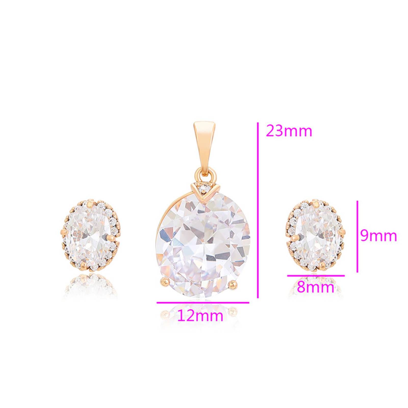 CRISTAL AMOR - Elegante Set Collar y Aretes Dama Con Cristales Oro 14K Laminado Dorado