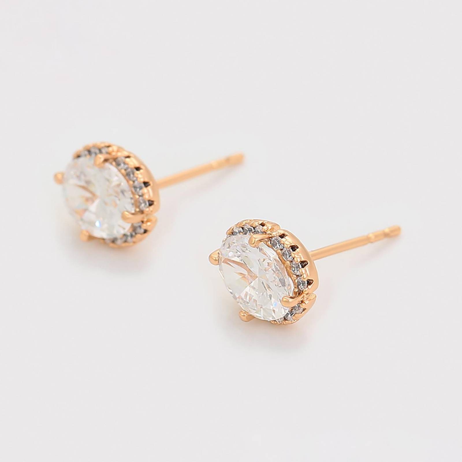 CRISTAL AMOR - Elegante Set Collar y Aretes Dama Con Cristales Oro 14K Laminado Dorado