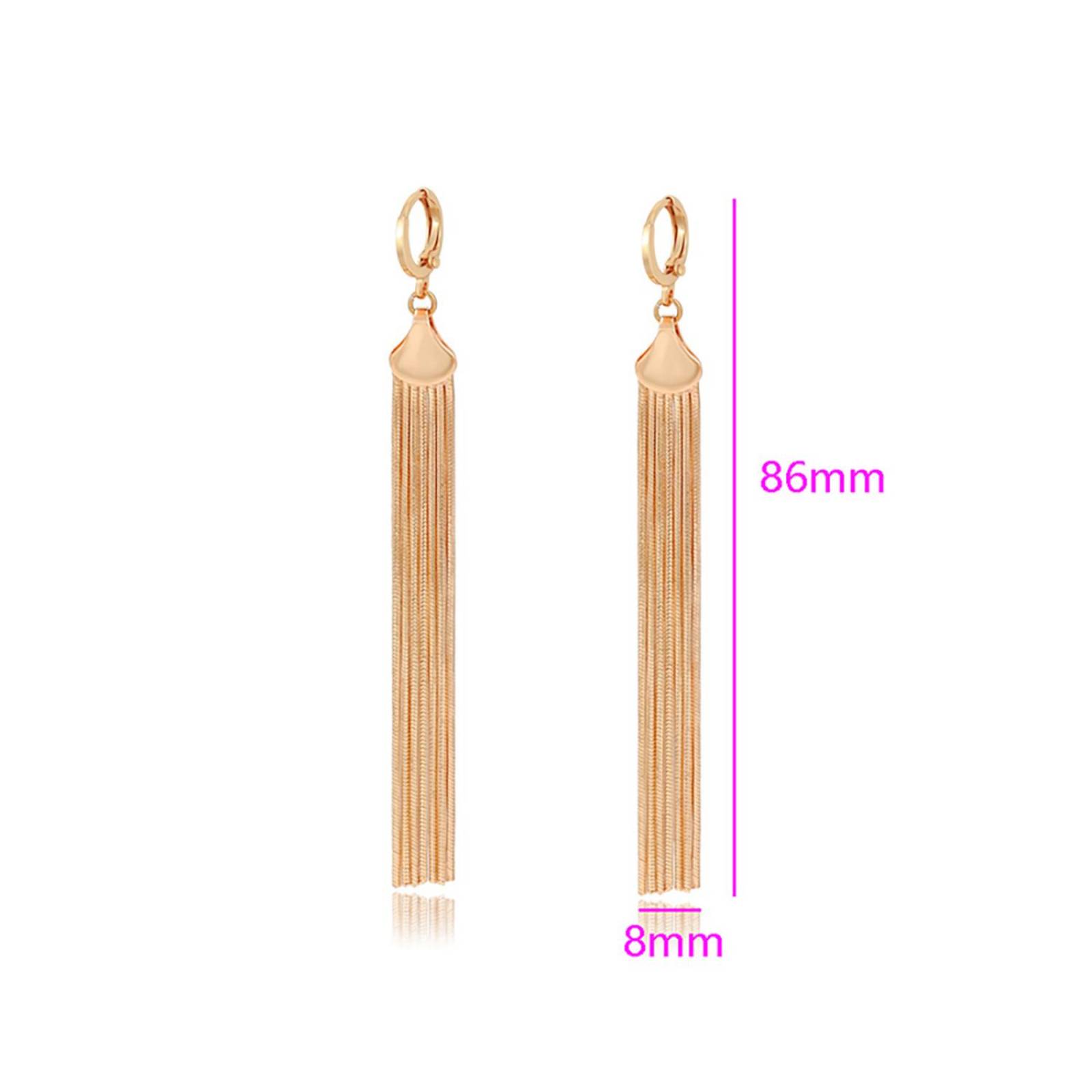 CRISTAL AMOR - Aretes Dama Largos Fiesta Colgantes Cadenas Oro 18K Laminado Dorado