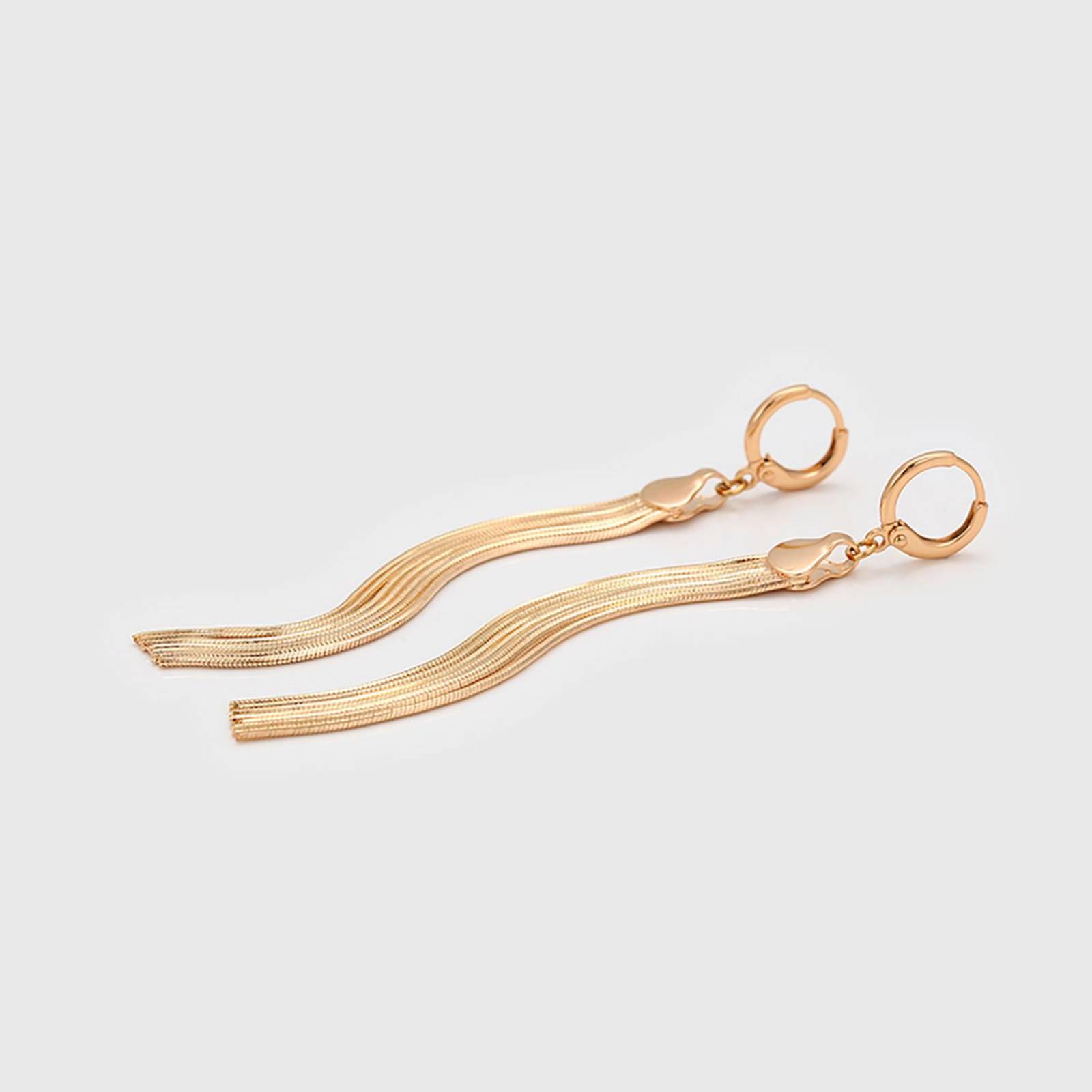 CRISTAL AMOR - Aretes Dama Largos Fiesta Colgantes Cadenas Oro 18K Laminado Dorado