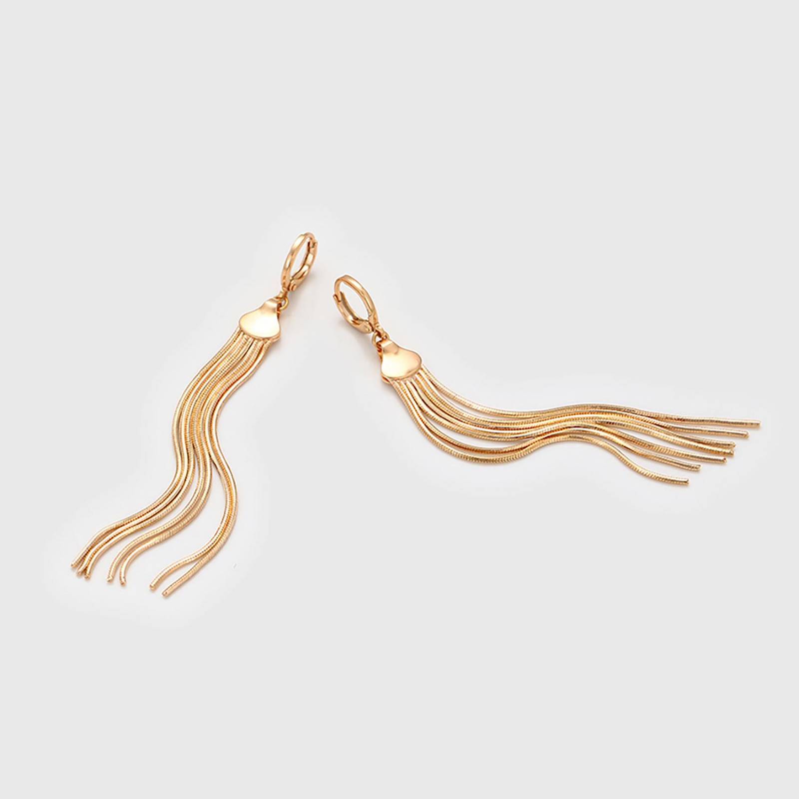 CRISTAL AMOR - Aretes Dama Largos Fiesta Colgantes Cadenas Oro 18K Laminado Dorado