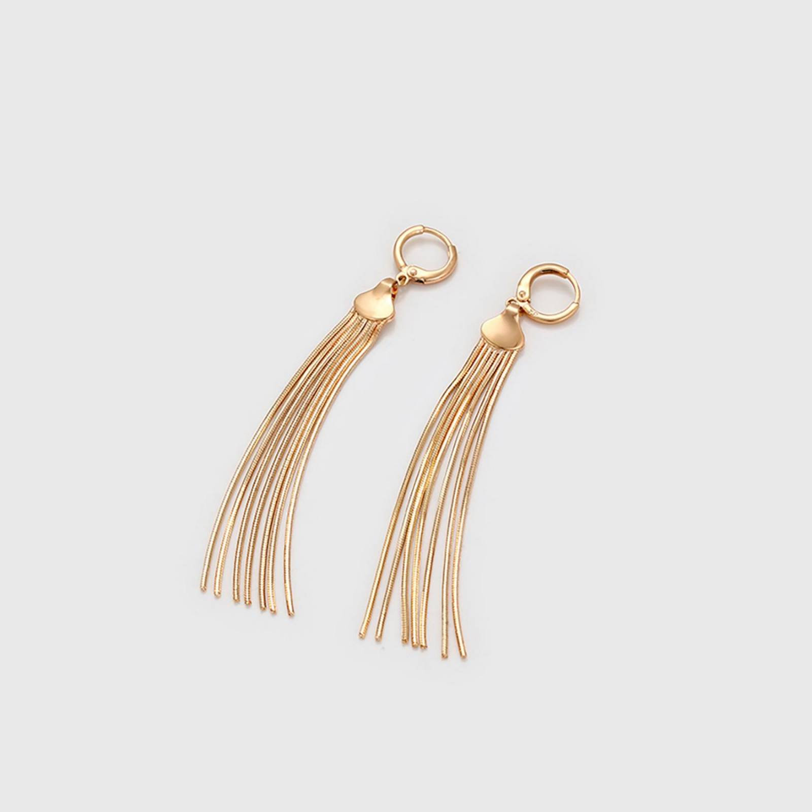 CRISTAL AMOR - Aretes Dama Largos Fiesta Colgantes Cadenas Oro 18K Laminado Dorado