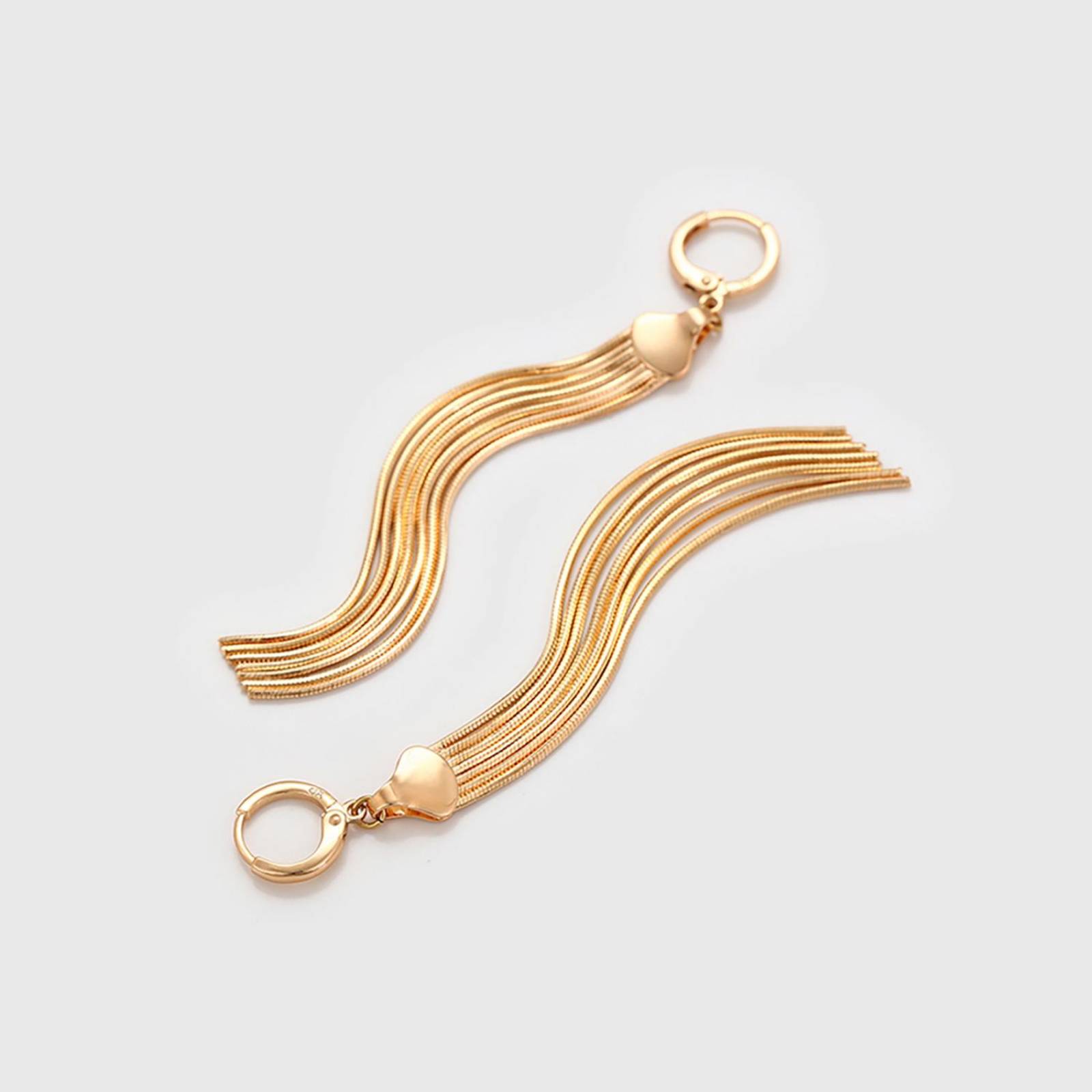 CRISTAL AMOR - Aretes Dama Largos Fiesta Colgantes Cadenas Oro 18K Laminado Dorado