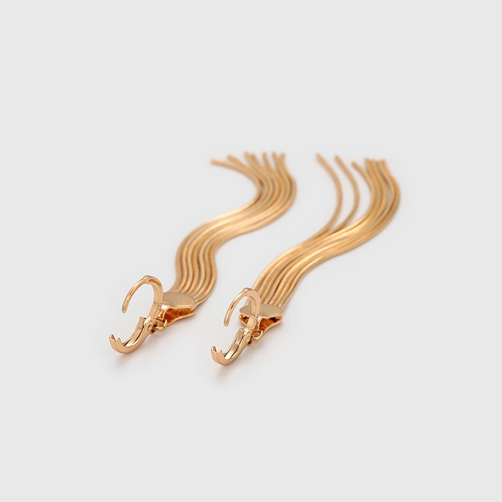 CRISTAL AMOR - Aretes Dama Largos Fiesta Colgantes Cadenas Oro 18K Laminado Dorado