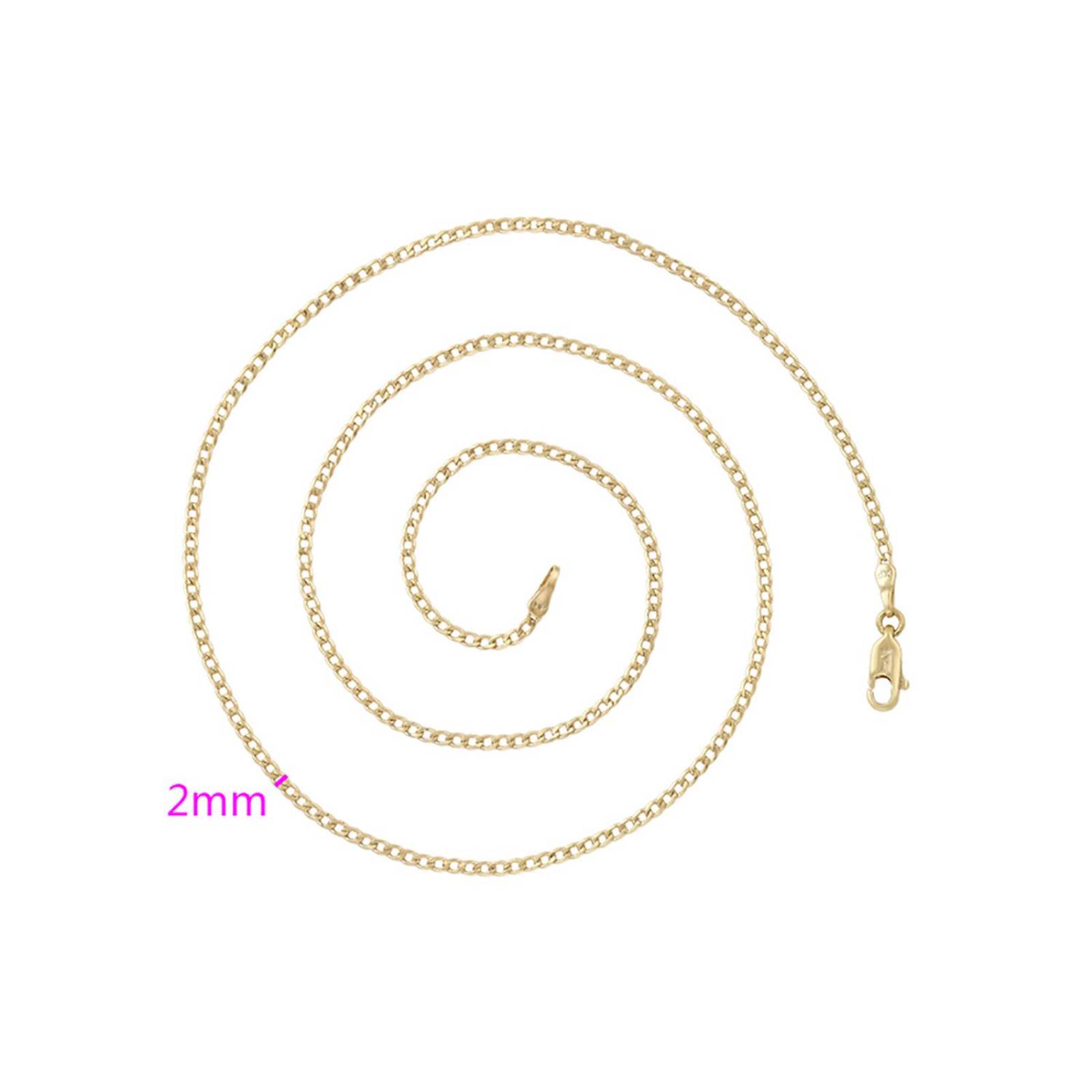 CRISTAL AMOR - Cadena Unisex Tejido Ingles 1 x 1 50 cm 2 mm Oro 14K Laminado Dorado