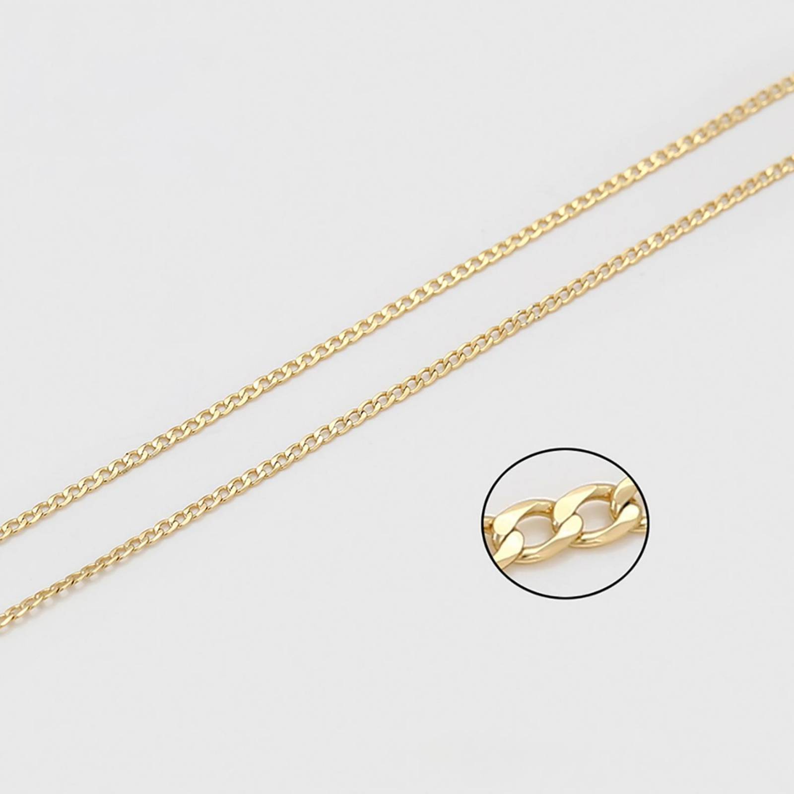 CRISTAL AMOR - Cadena Unisex Tejido Ingles 1 x 1 50 cm 2 mm Oro 14K Laminado Dorado