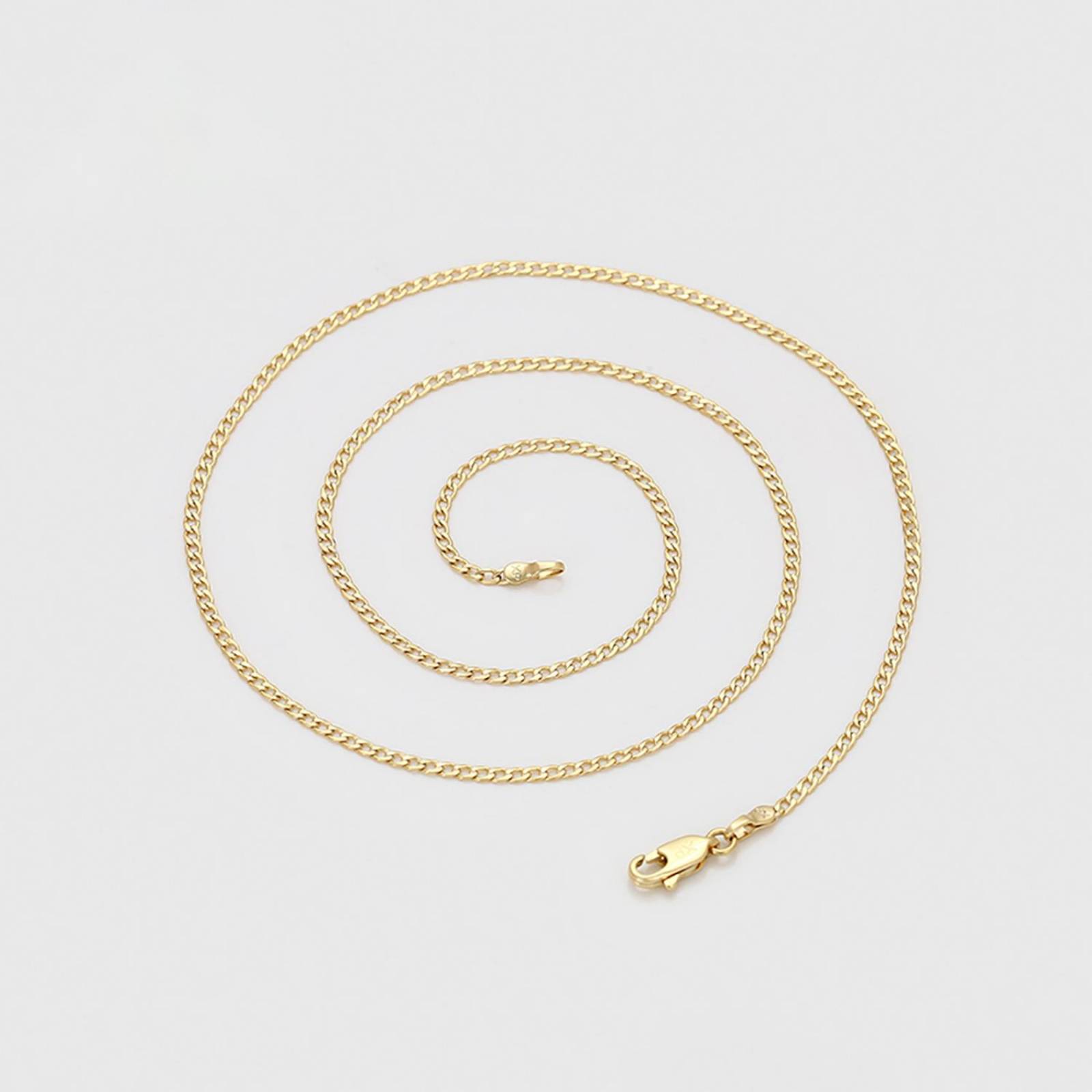 CRISTAL AMOR - Cadena Unisex Tejido Ingles 1 x 1 50 cm 2 mm Oro 14K Laminado Dorado