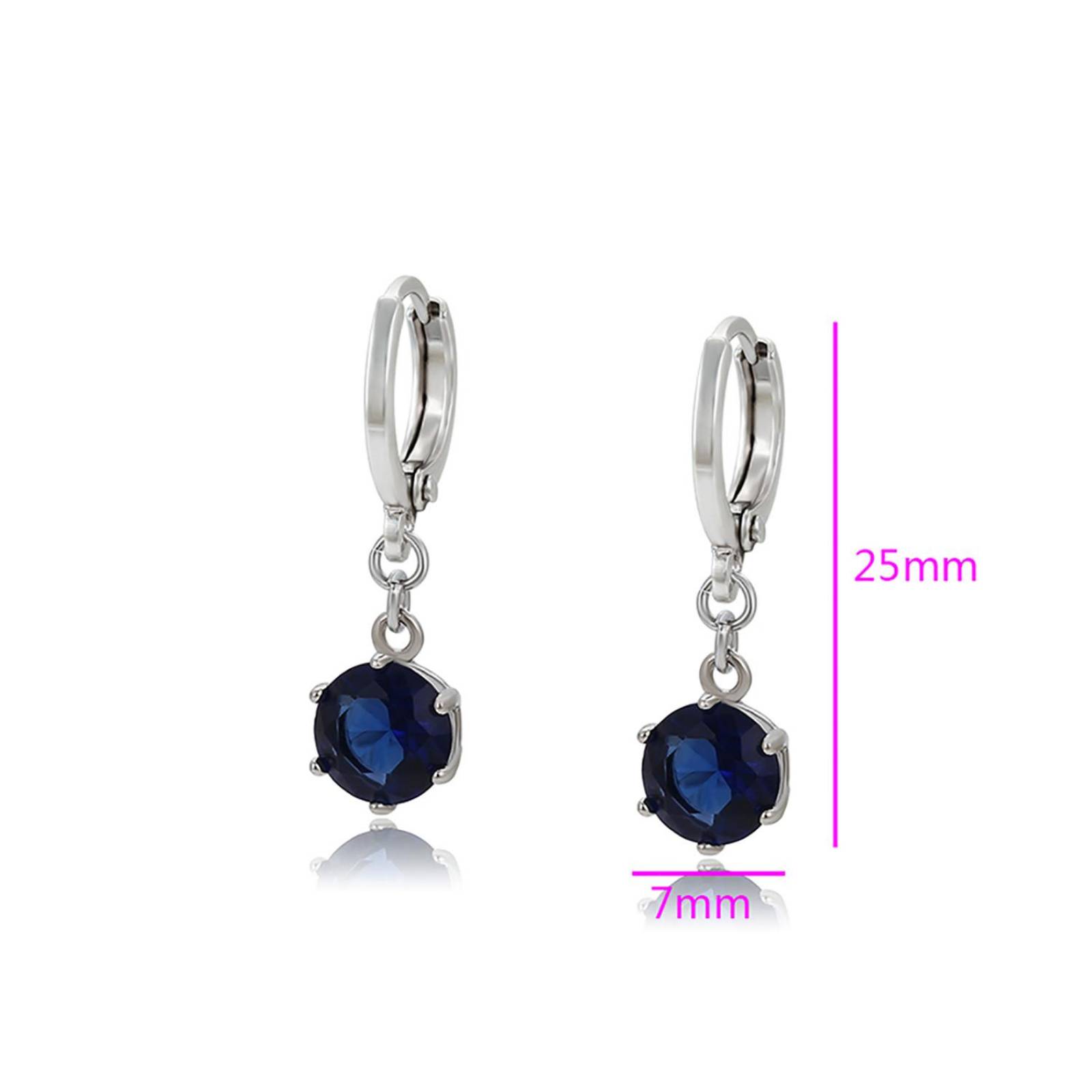 CRISTAL AMOR - Clasicos Aretes Dama Colgantes Zafiro Oro 14K Laminado Azul