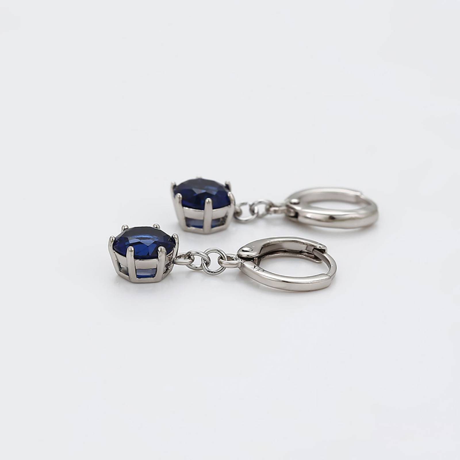 CRISTAL AMOR - Clasicos Aretes Dama Colgantes Zafiro Oro 14K Laminado Azul