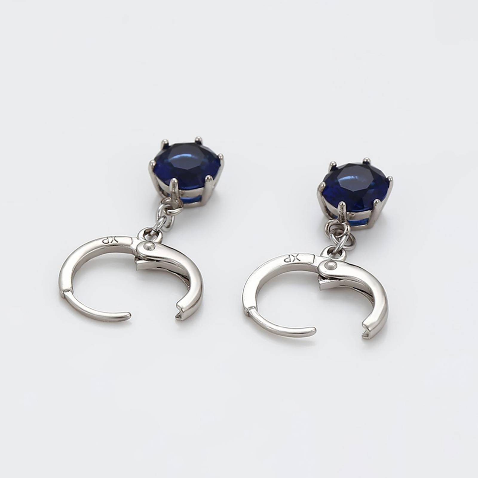 CRISTAL AMOR - Clasicos Aretes Dama Colgantes Zafiro Oro 14K Laminado Azul