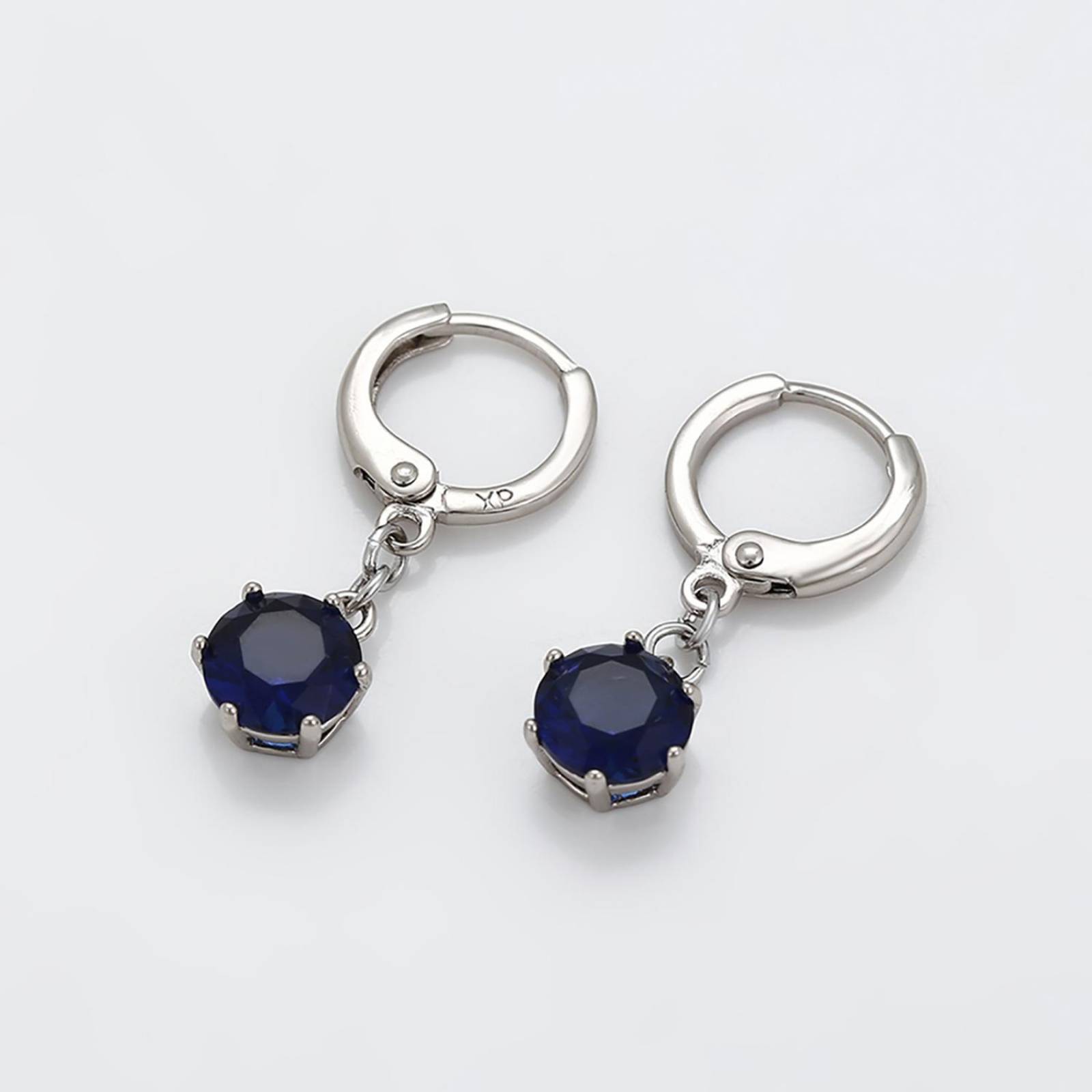 CRISTAL AMOR - Clasicos Aretes Dama Colgantes Zafiro Oro 14K Laminado Azul