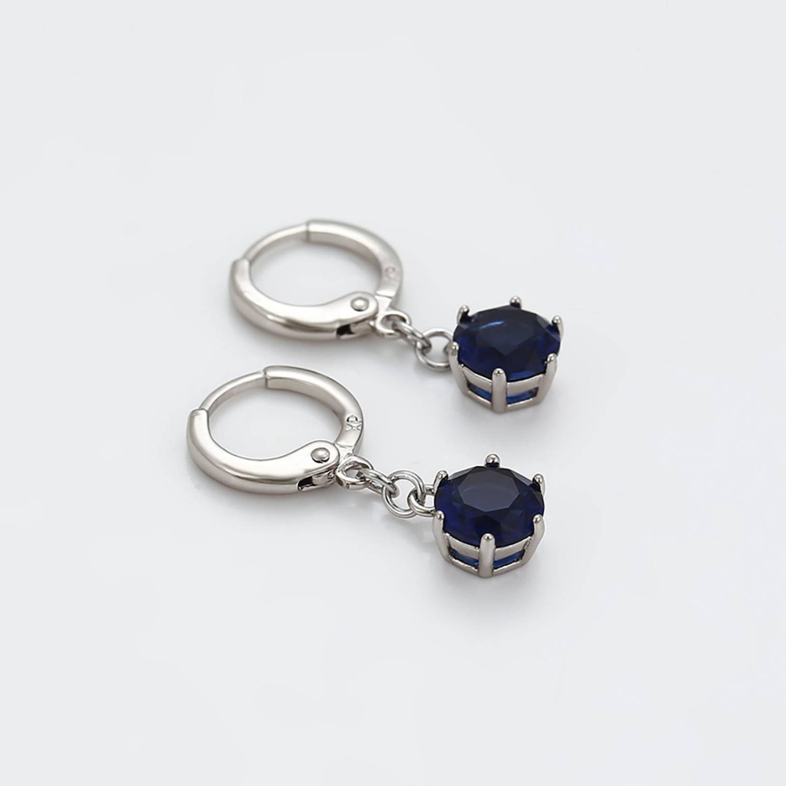 CRISTAL AMOR - Clasicos Aretes Dama Colgantes Zafiro Oro 14K Laminado Azul