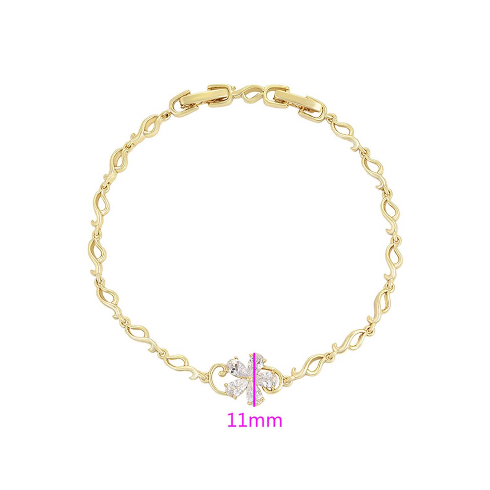 CRISTAL AMOR - Pulsera Para Dama Flor Cristales Austriacos Ajustable Oro 14K Laminado Dorado