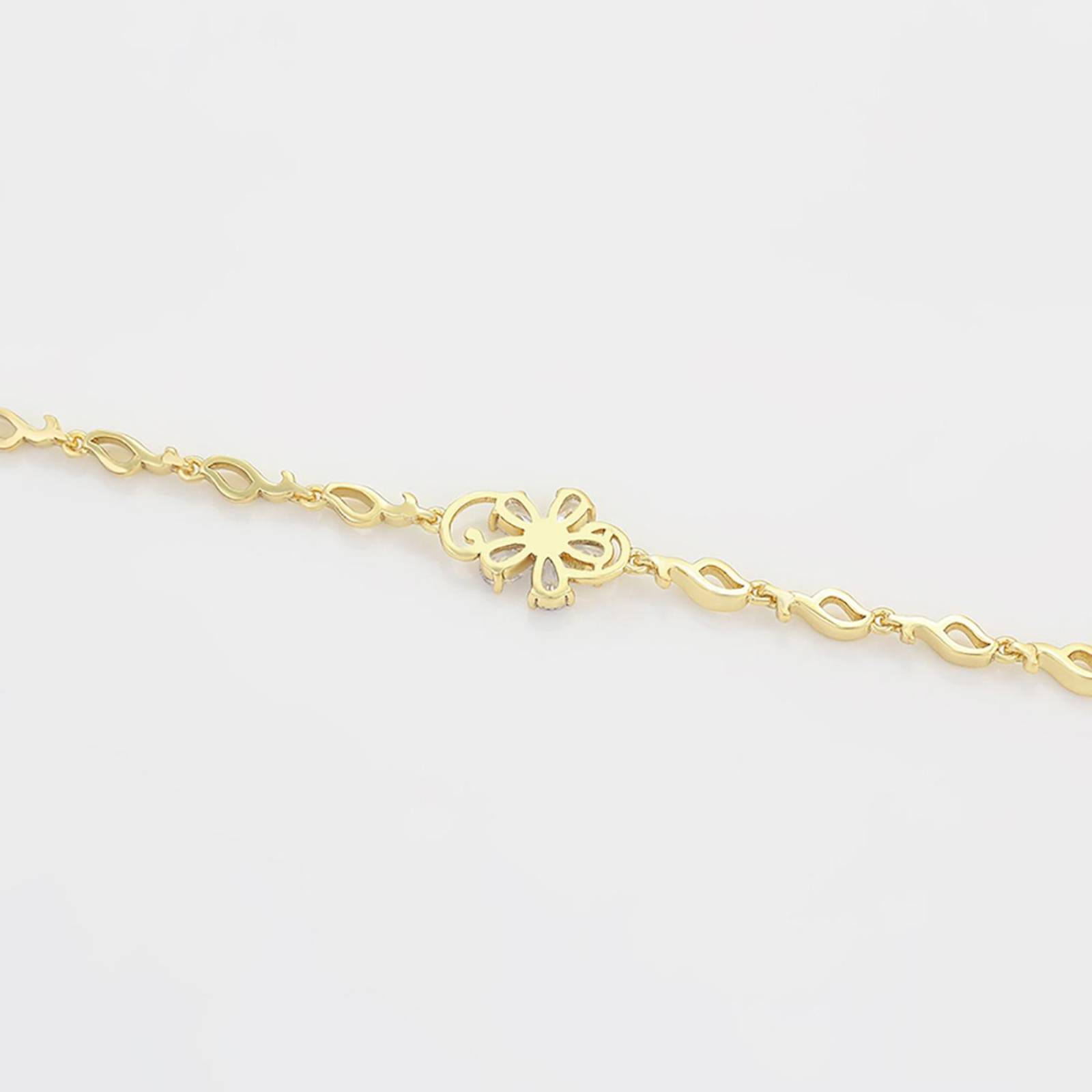 CRISTAL AMOR - Pulsera Para Dama Flor Cristales Austriacos Ajustable Oro 14K Laminado Dorado