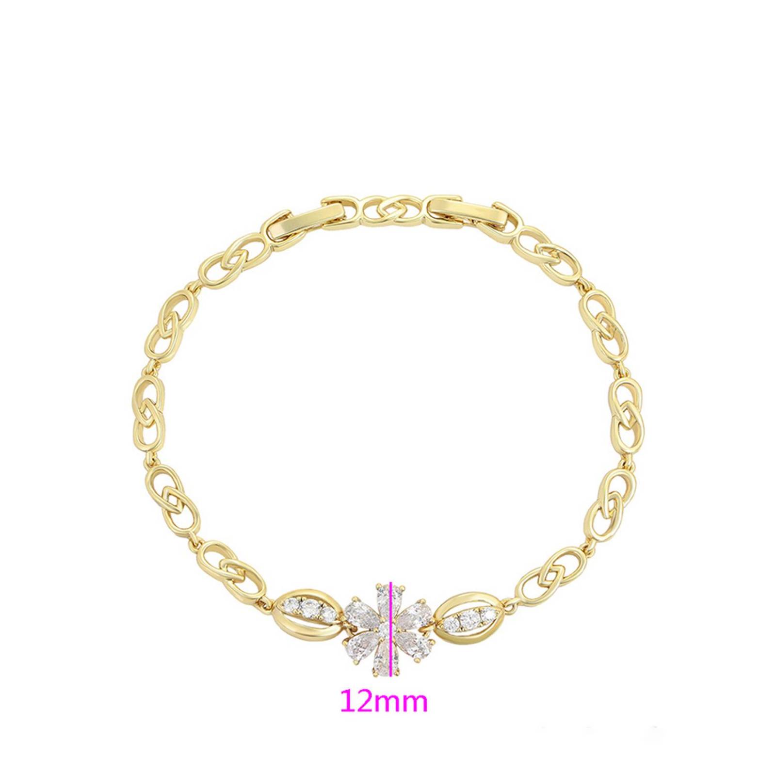 CRISTAL AMOR - Pulsera Esclava Flor Margarita Cristales Para Dama Oro 14K Laminado Dorado