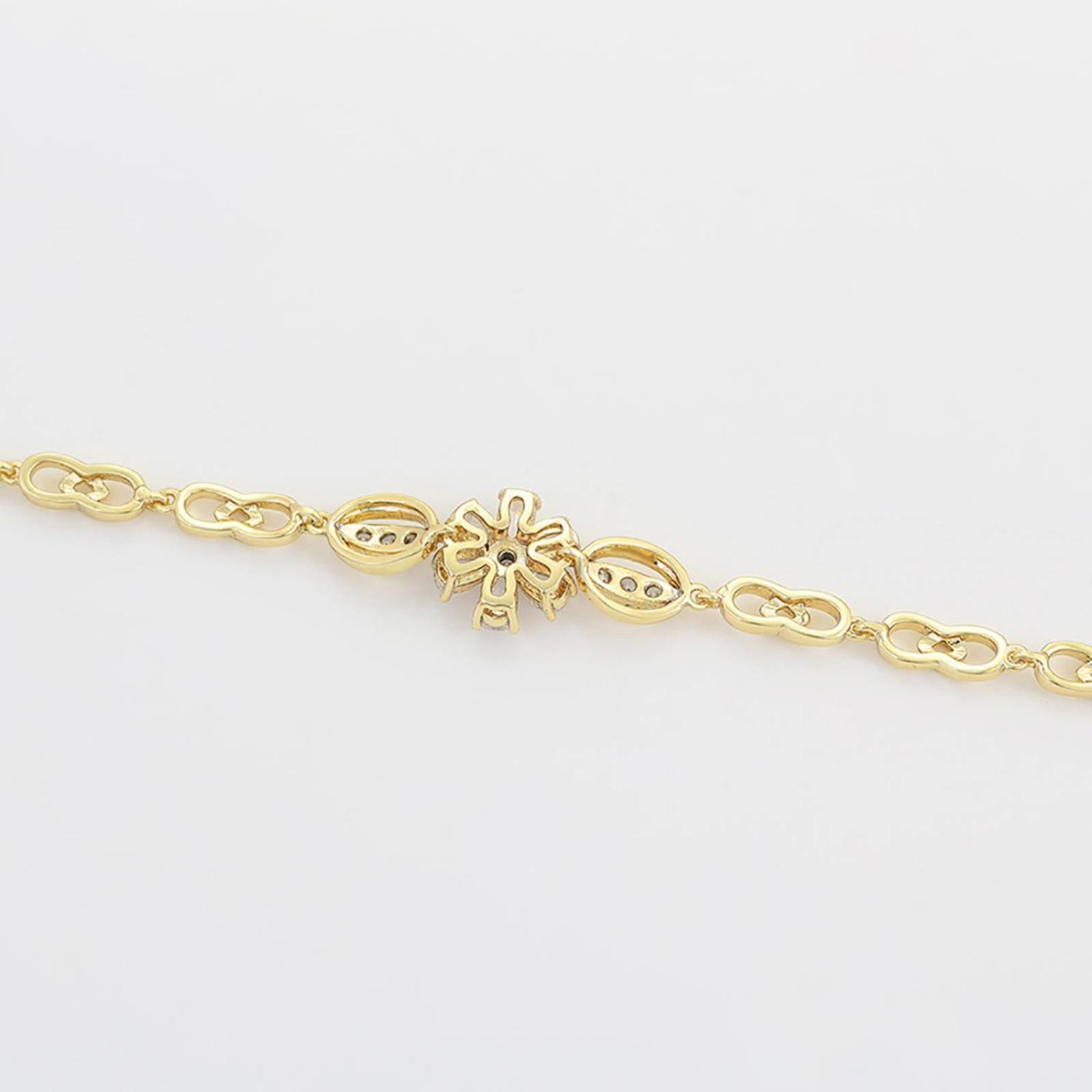 CRISTAL AMOR - Pulsera Esclava Flor Margarita Cristales Para Dama Oro 14K Laminado Dorado