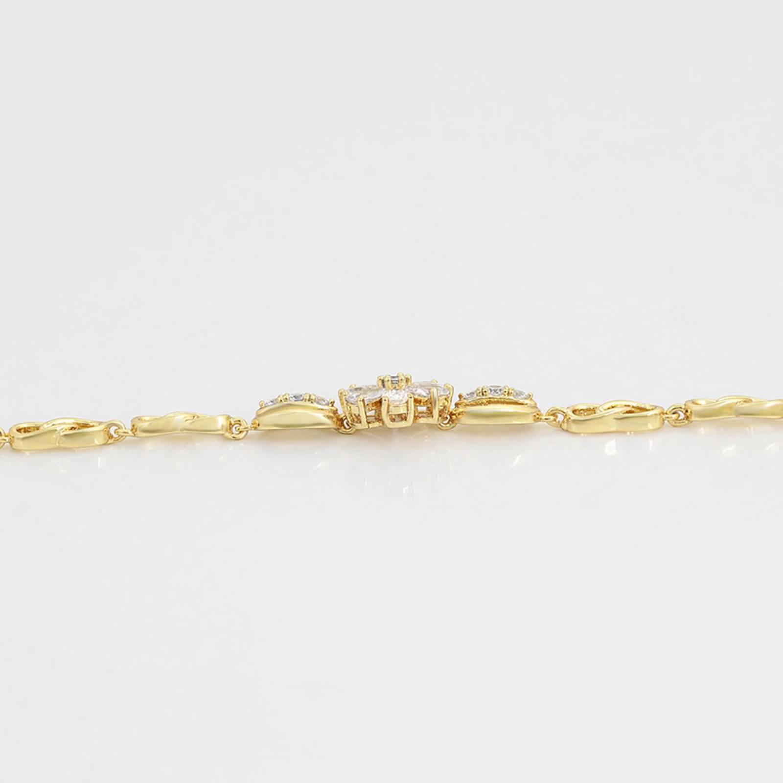 CRISTAL AMOR - Pulsera Esclava Flor Margarita Cristales Para Dama Oro 14K Laminado Dorado
