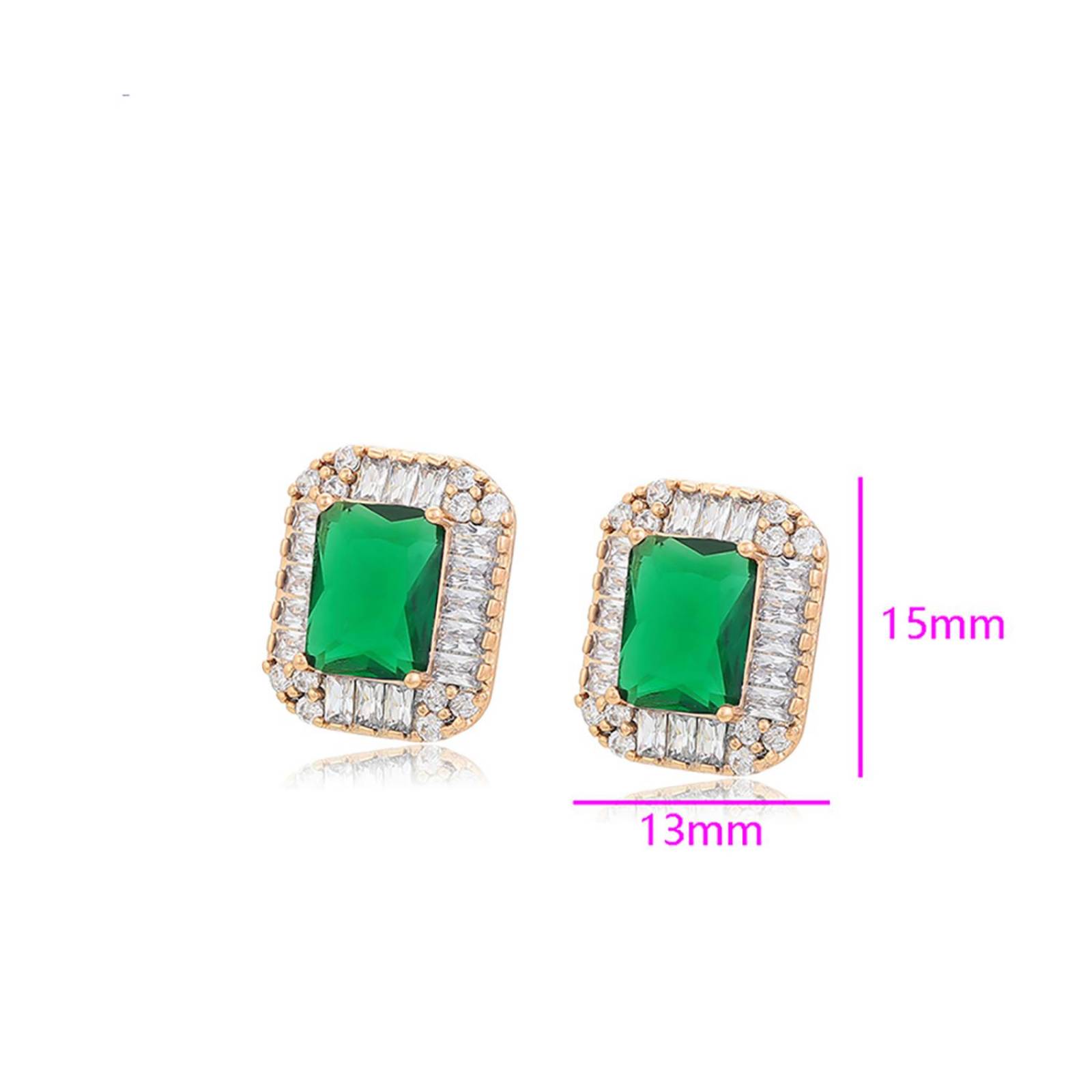 CRISTAL AMOR - Aretes Vintage Dama Con Esmeraldas y Zirconias Diamante Oro 14K Laminado Dorado