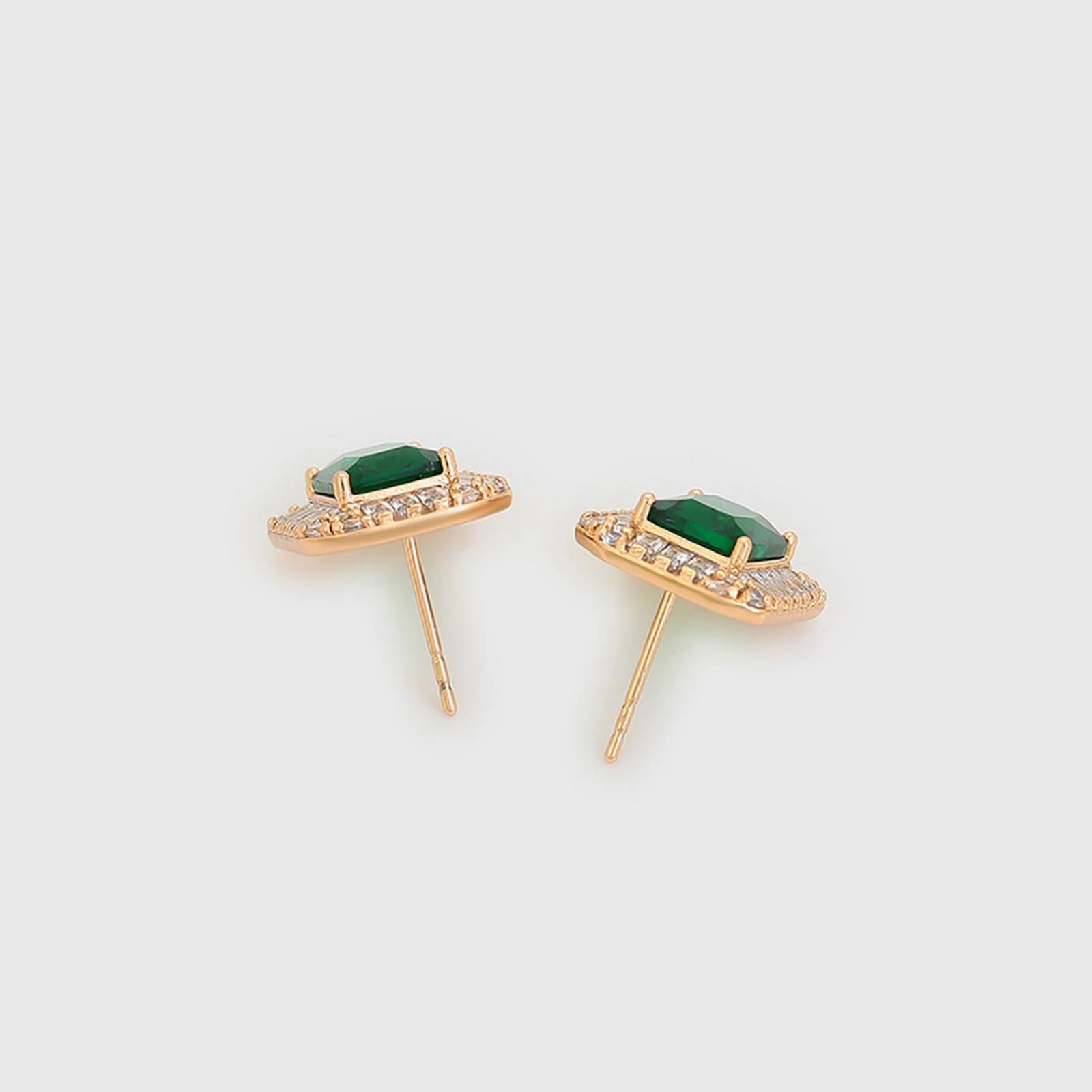 CRISTAL AMOR - Aretes Vintage Dama Con Esmeraldas y Zirconias Diamante Oro 14K Laminado Dorado