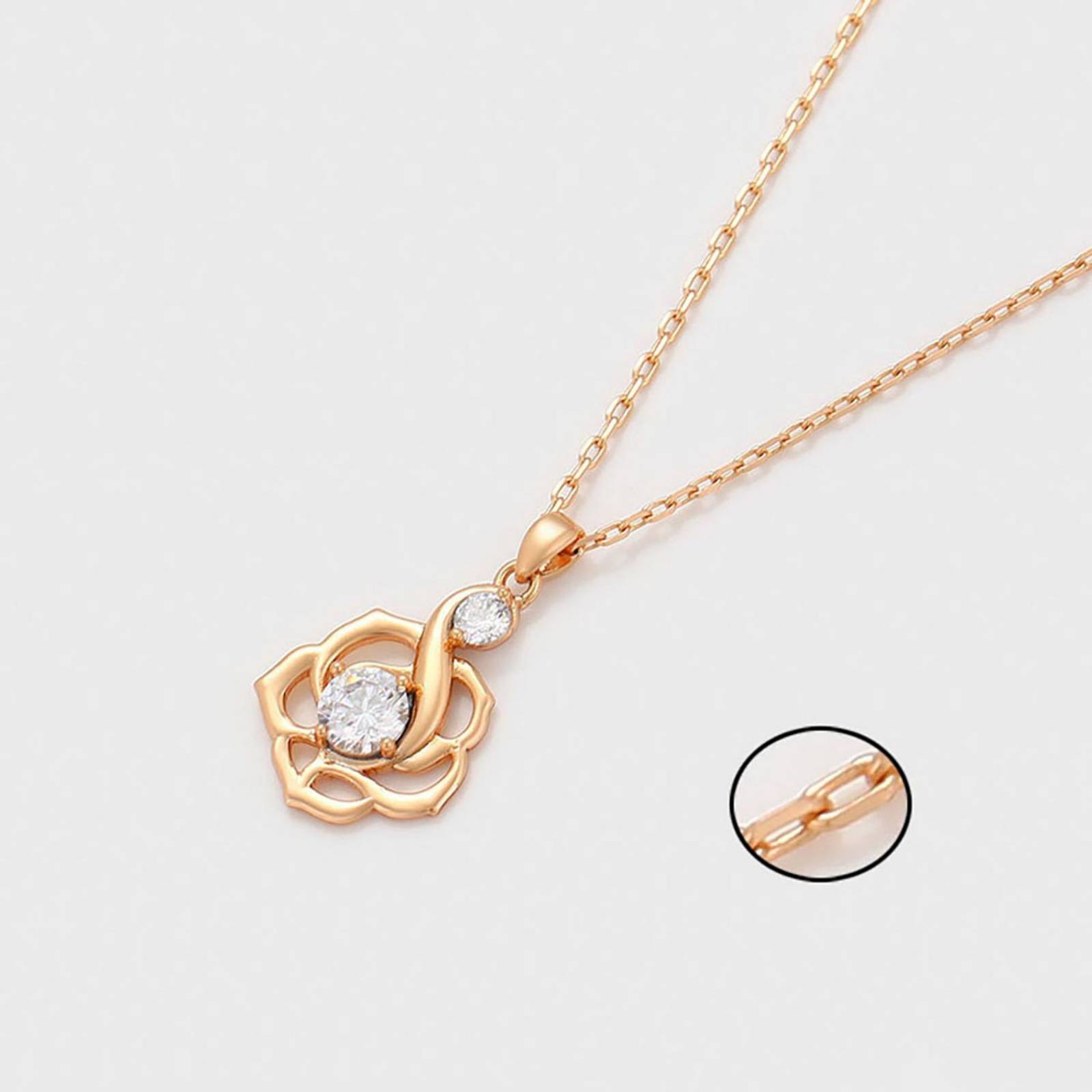 CRISTAL AMOR - Collar y Aretes Para Dama Flor Roseta Cristal Austriaco Oro 18K Laminado Dorado