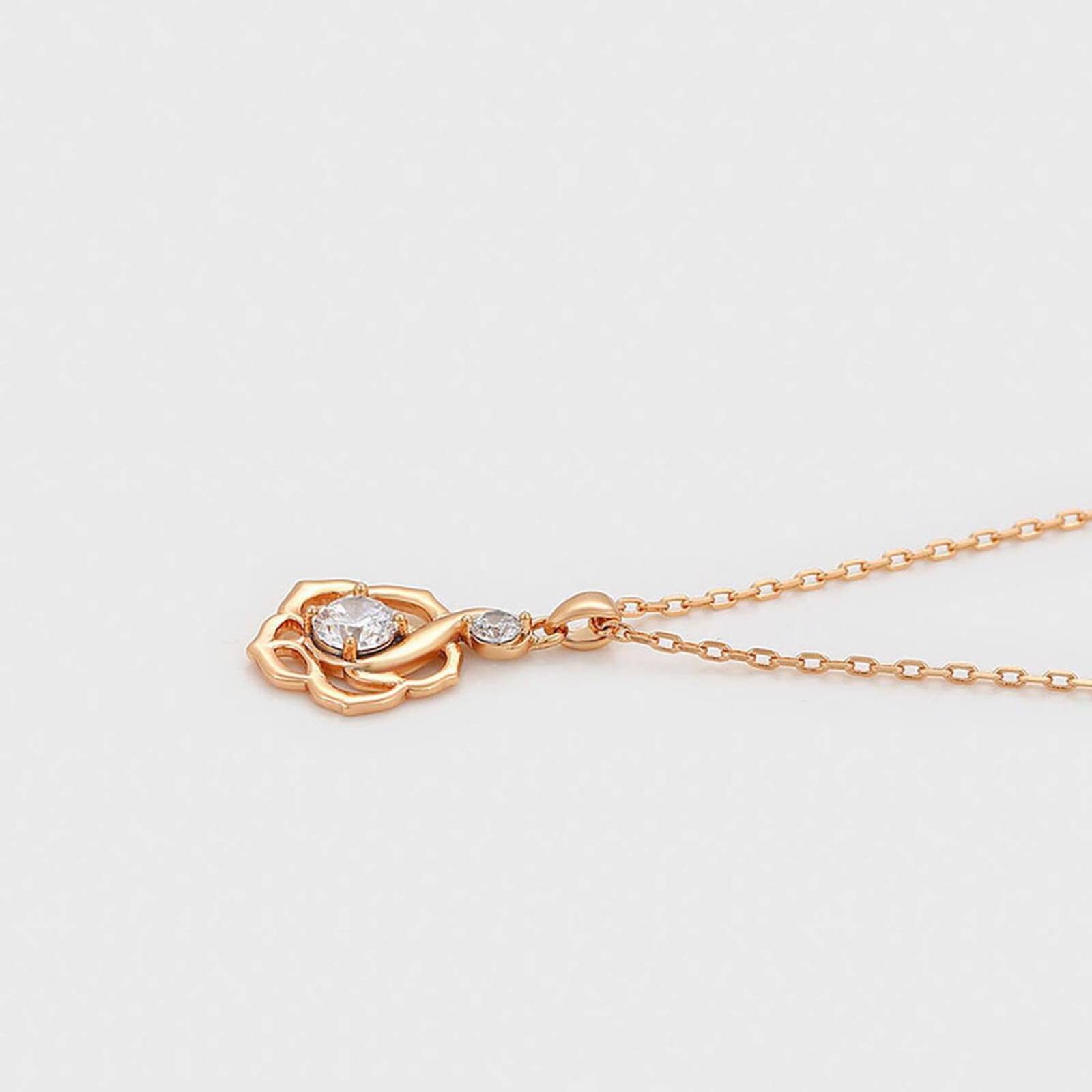 CRISTAL AMOR - Collar y Aretes Para Dama Flor Roseta Cristal Austriaco Oro 18K Laminado Dorado