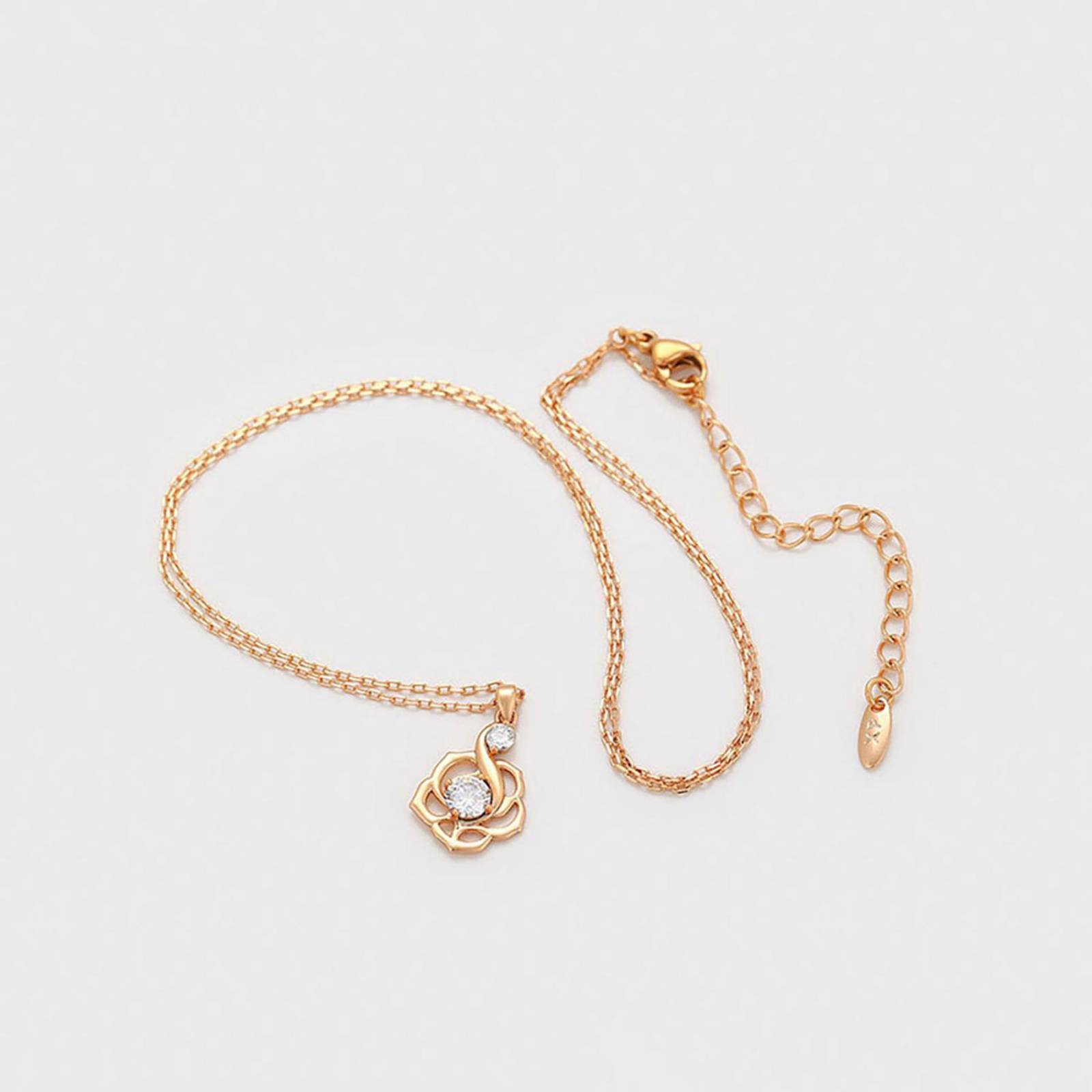 CRISTAL AMOR - Collar y Aretes Para Dama Flor Roseta Cristal Austriaco Oro 18K Laminado Dorado